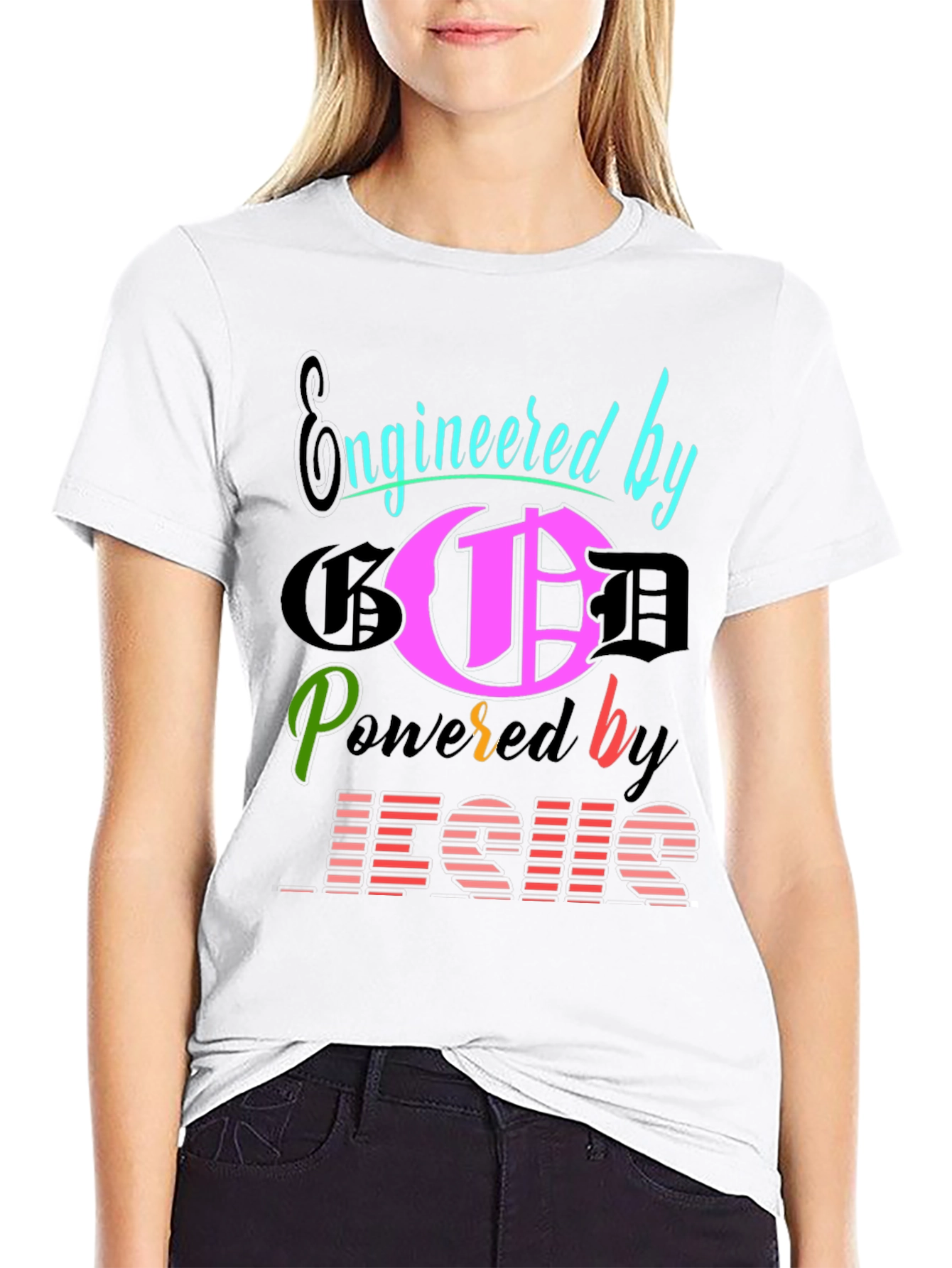 Engineered By God Powered By Jesus T-Shirt