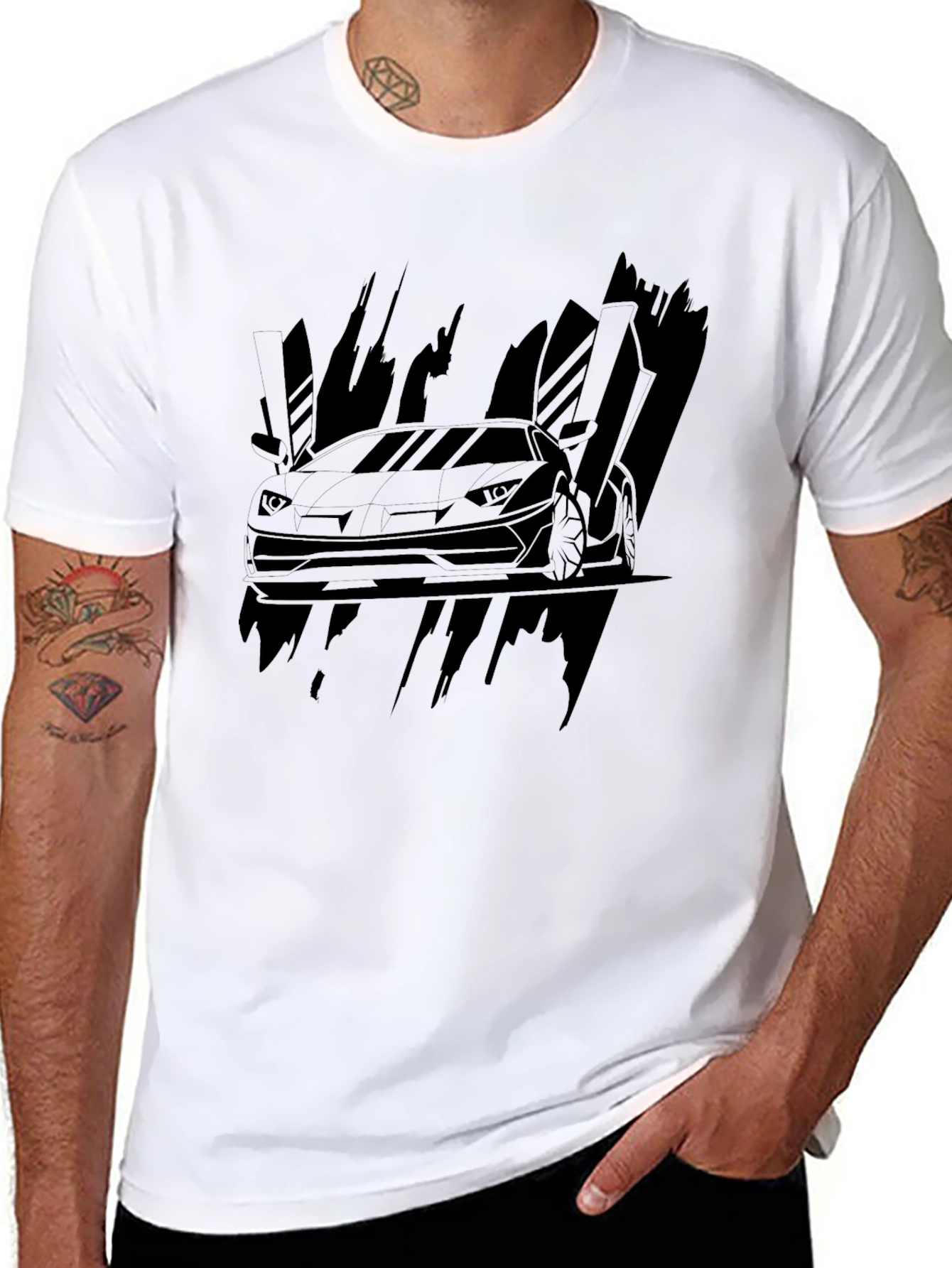 Black Car Graphic Tee - Modern Style