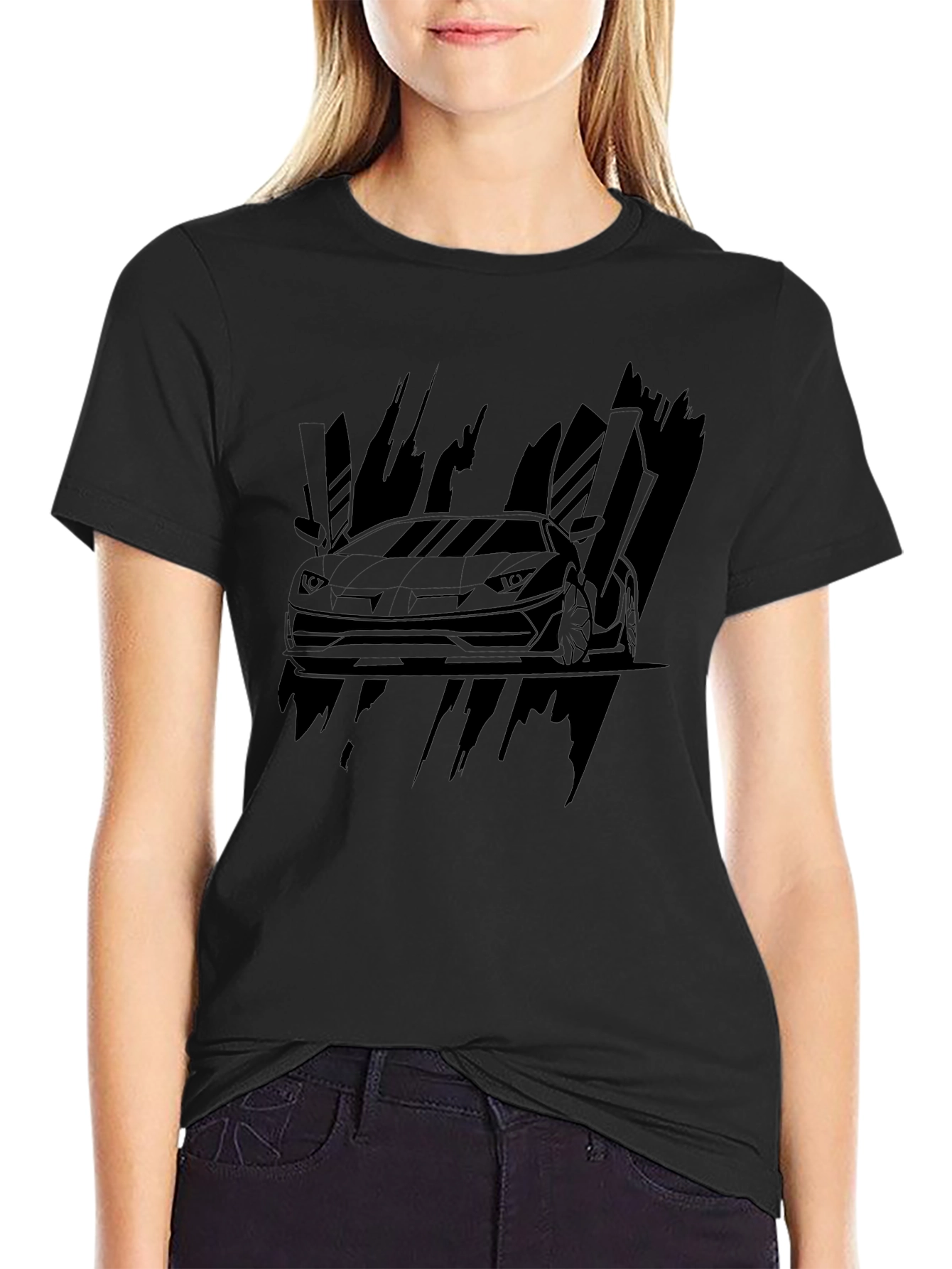 Black Car Graphic Tee - Modern Style