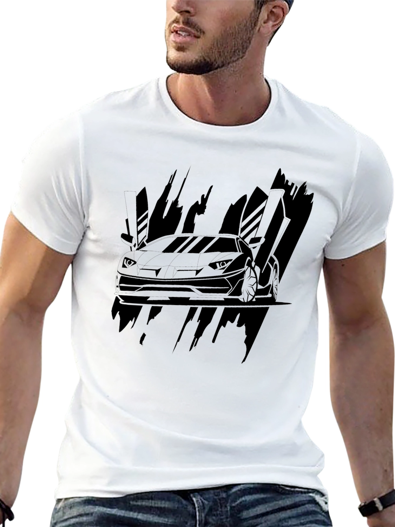 Black Car Graphic Tee - Modern Style