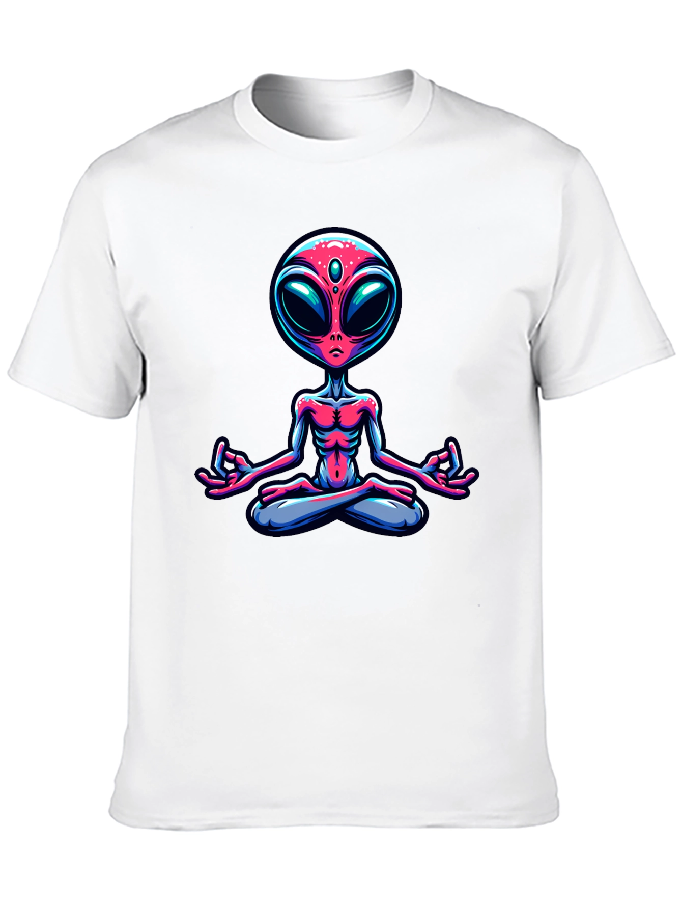 Meditating Alien Graphic Tee - Cosmic Comfort