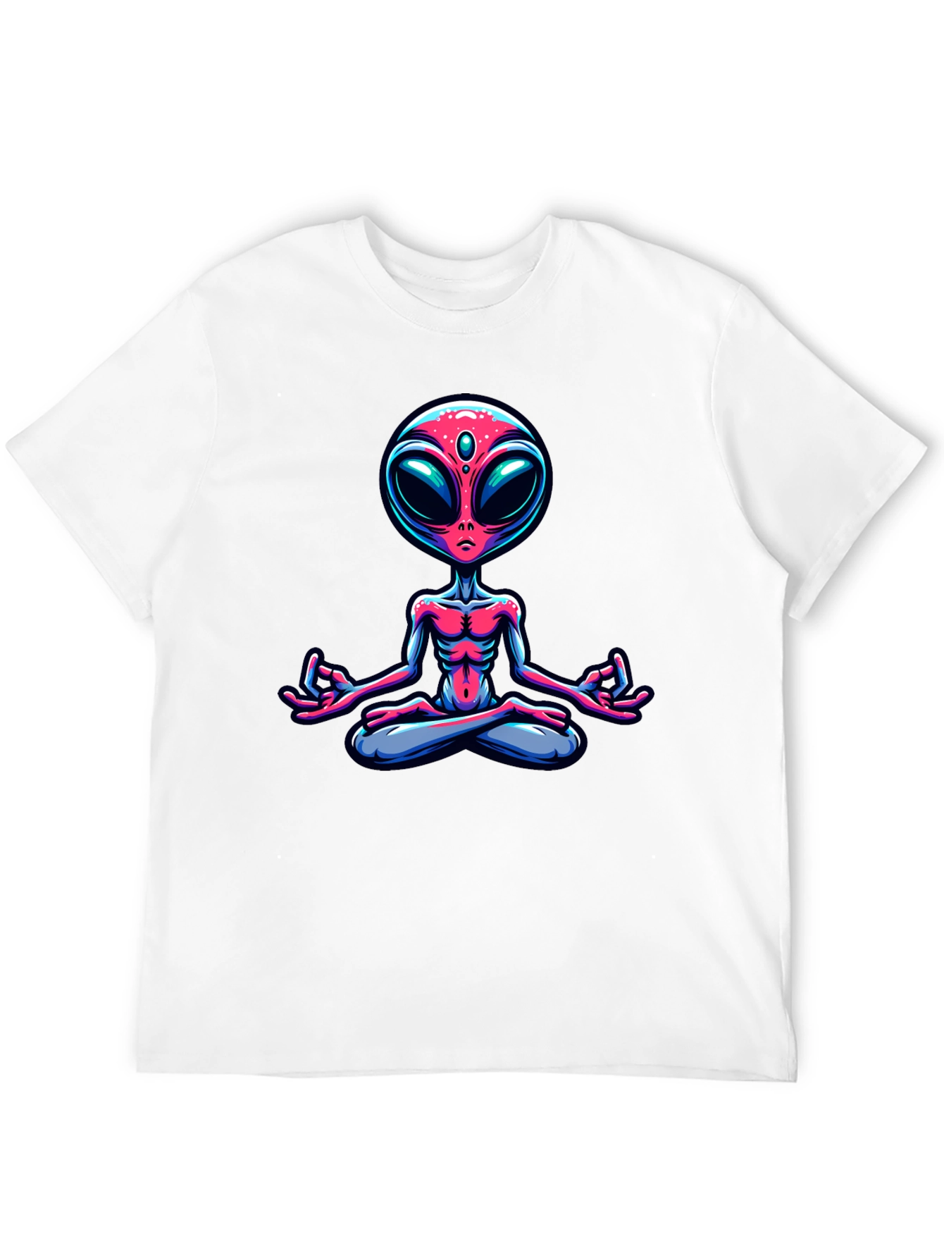 Meditating Alien Graphic Tee - Cosmic Comfort