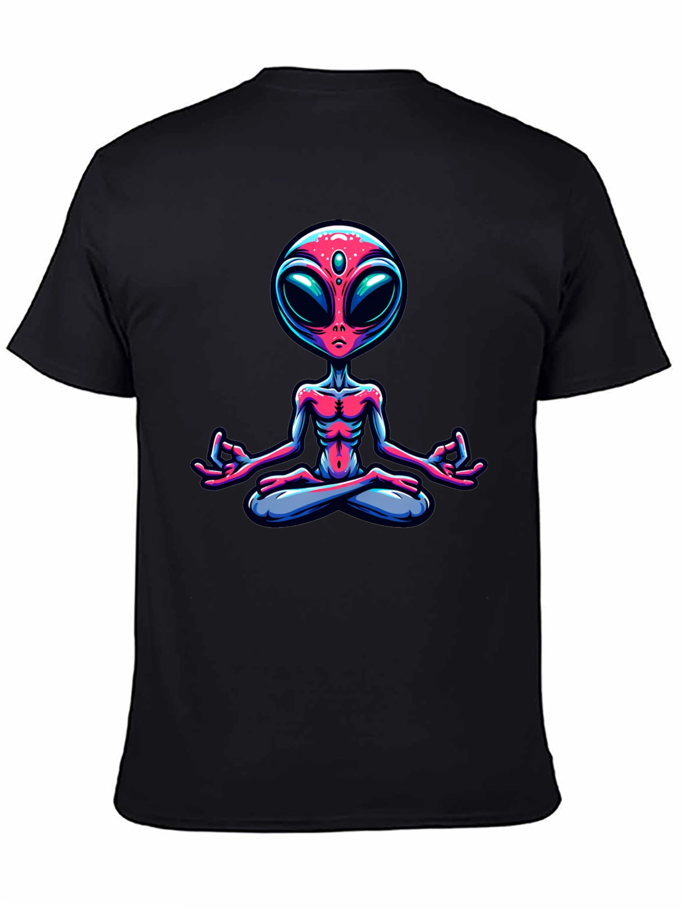 Meditating Alien Graphic Tee - Cosmic Comfort
