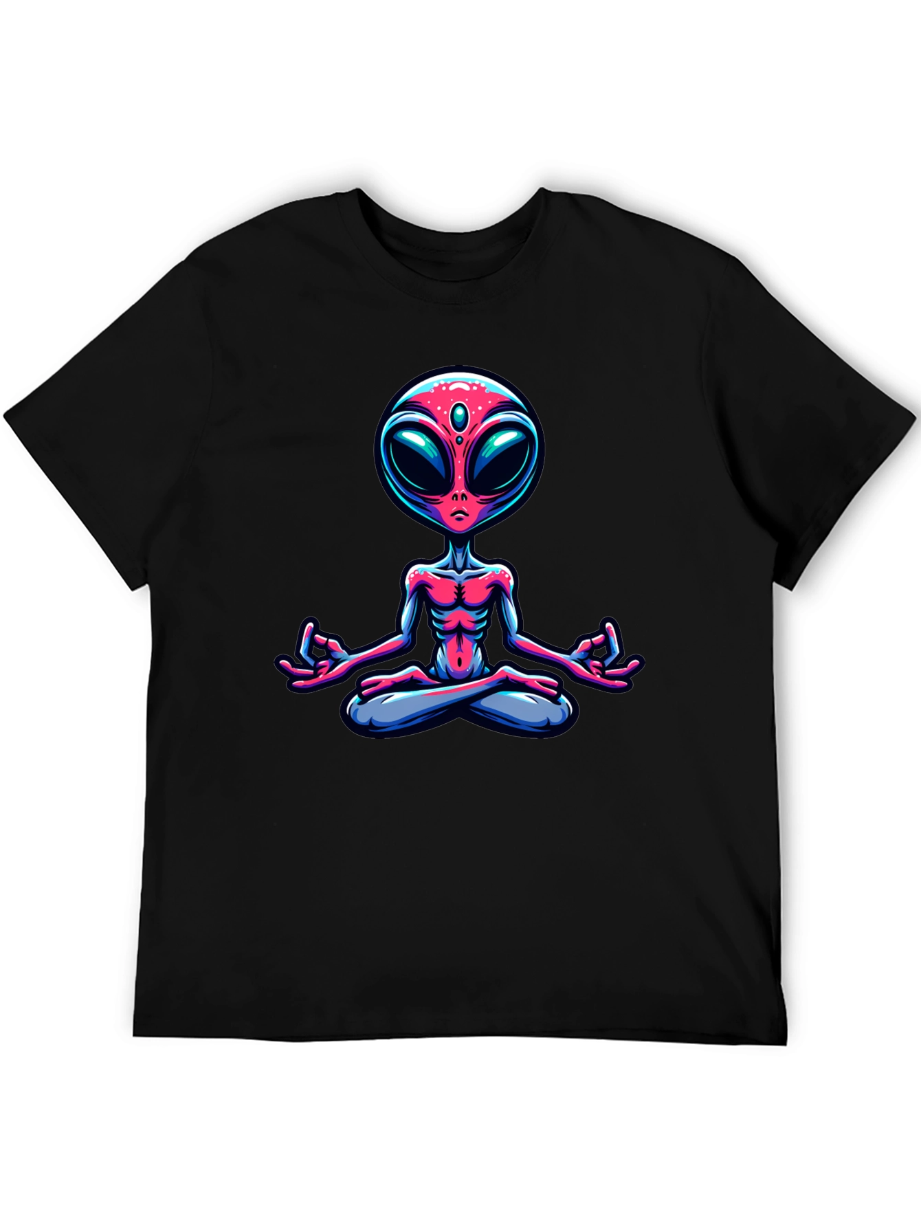 Meditating Alien Graphic Tee - Cosmic Comfort