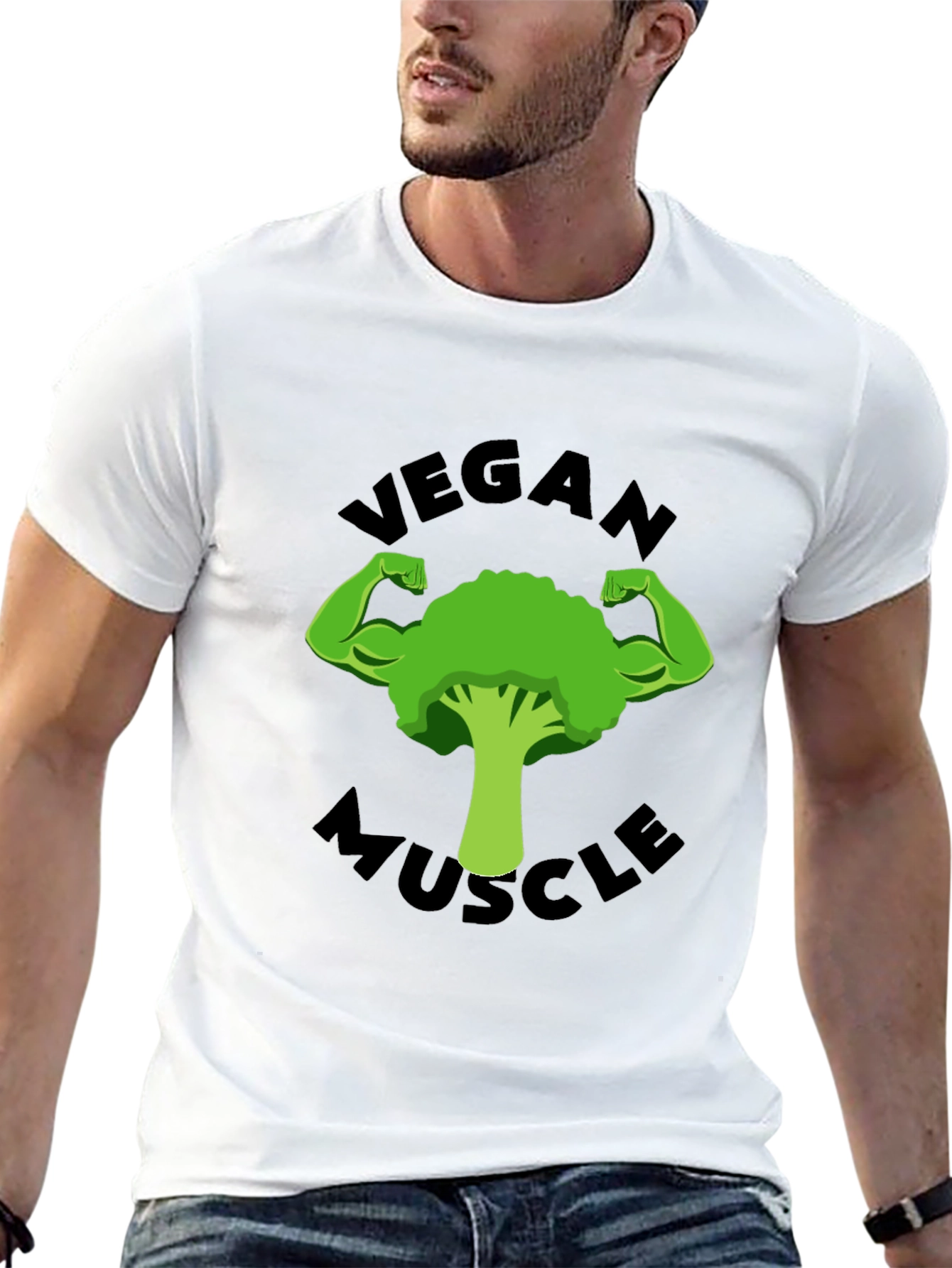 Vegan Muscle T-Shirt - Strong Broccoli Design