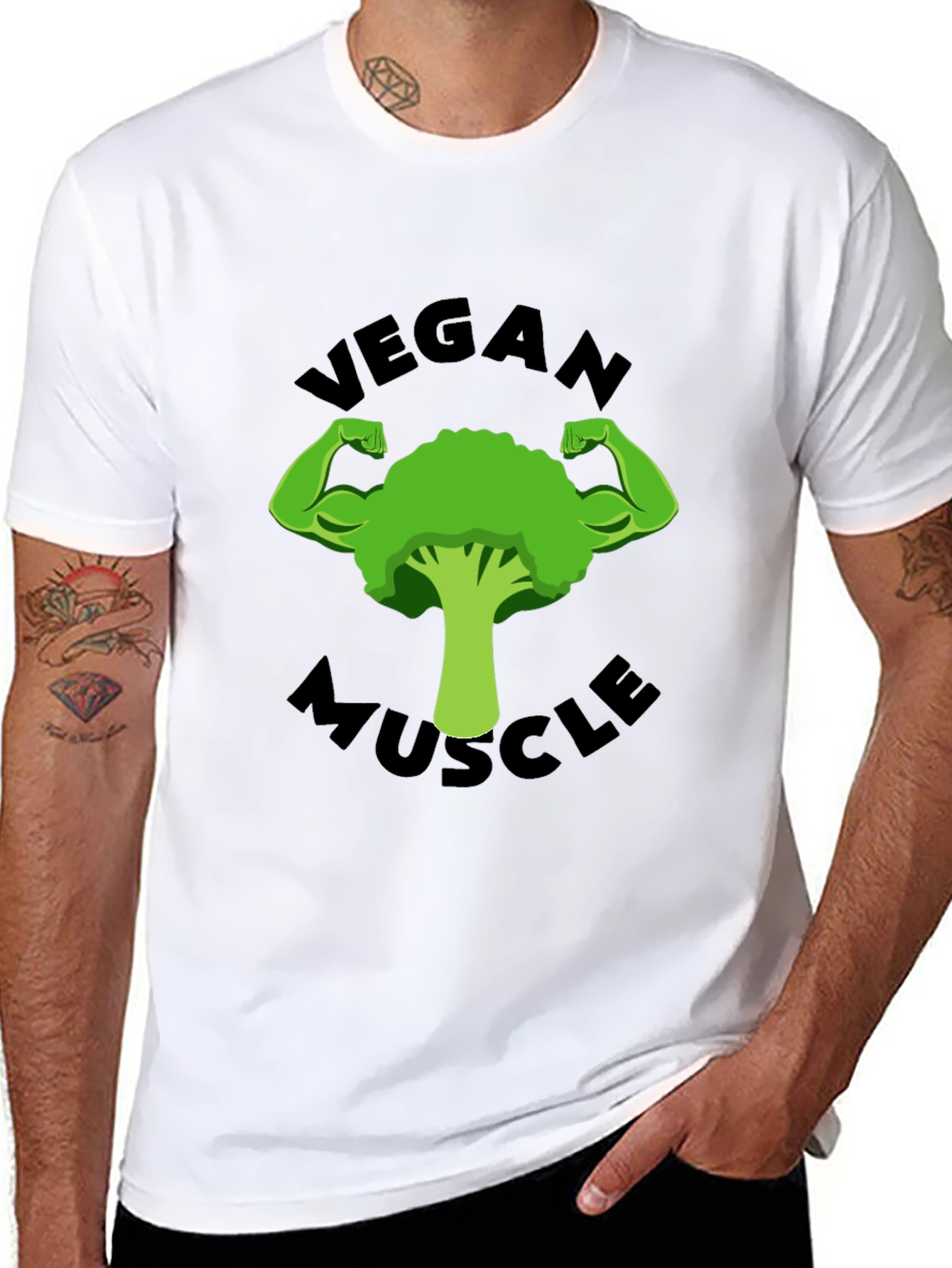 Vegan Muscle T-Shirt - Strong Broccoli Design
