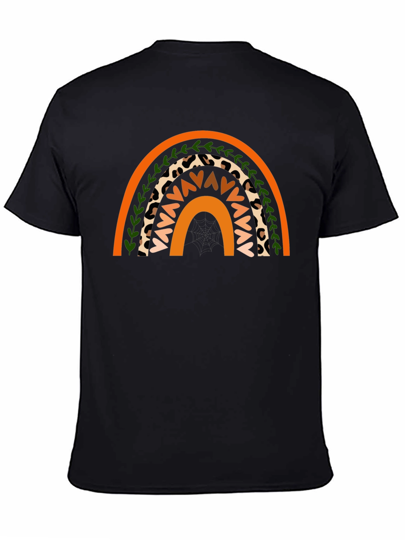 Boho Rainbow Graphic Tee - Stylish Mens Black T-Shirt