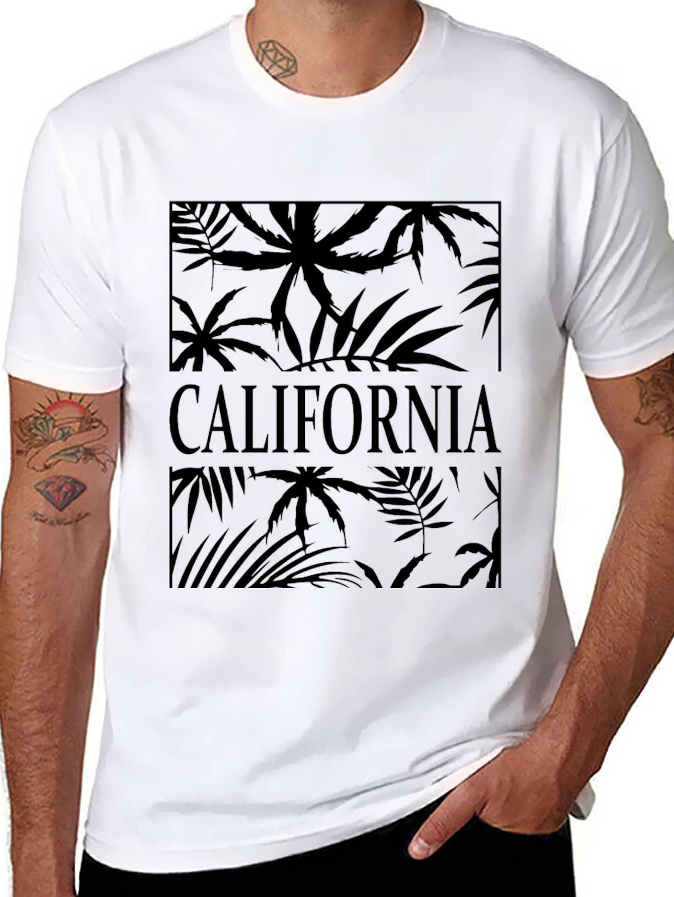 California Palms Graphic Tee - Black Cotton Blend