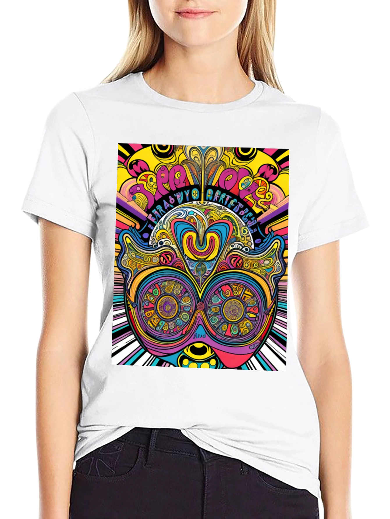 Psychedelic Graphic Print Black T-Shirt