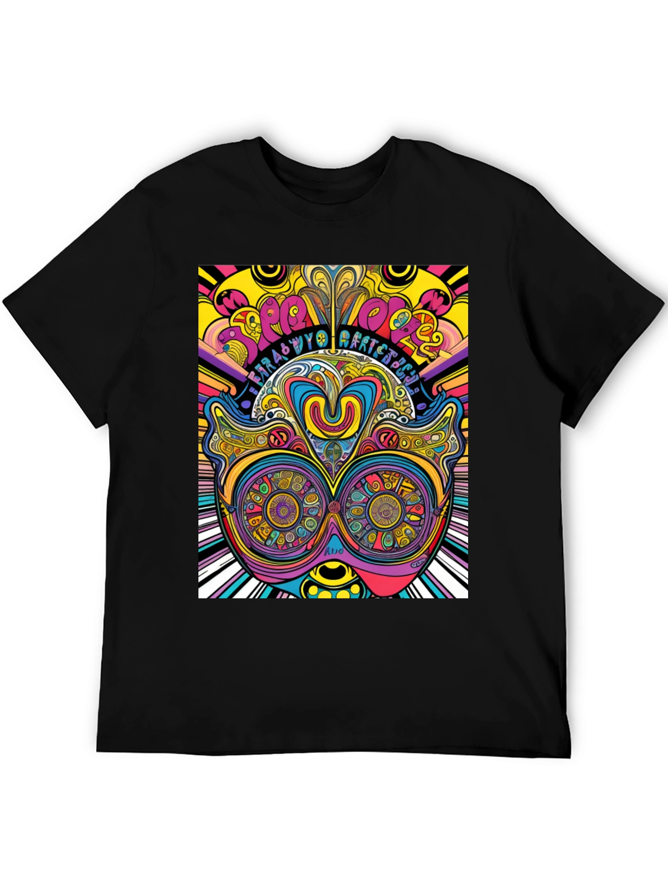 Psychedelic Graphic Print Black T-Shirt