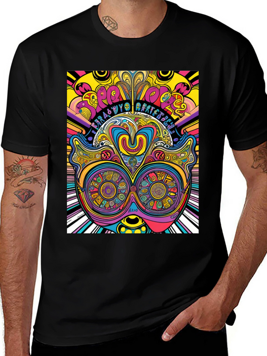 Psychedelic Graphic Print Black T-Shirt