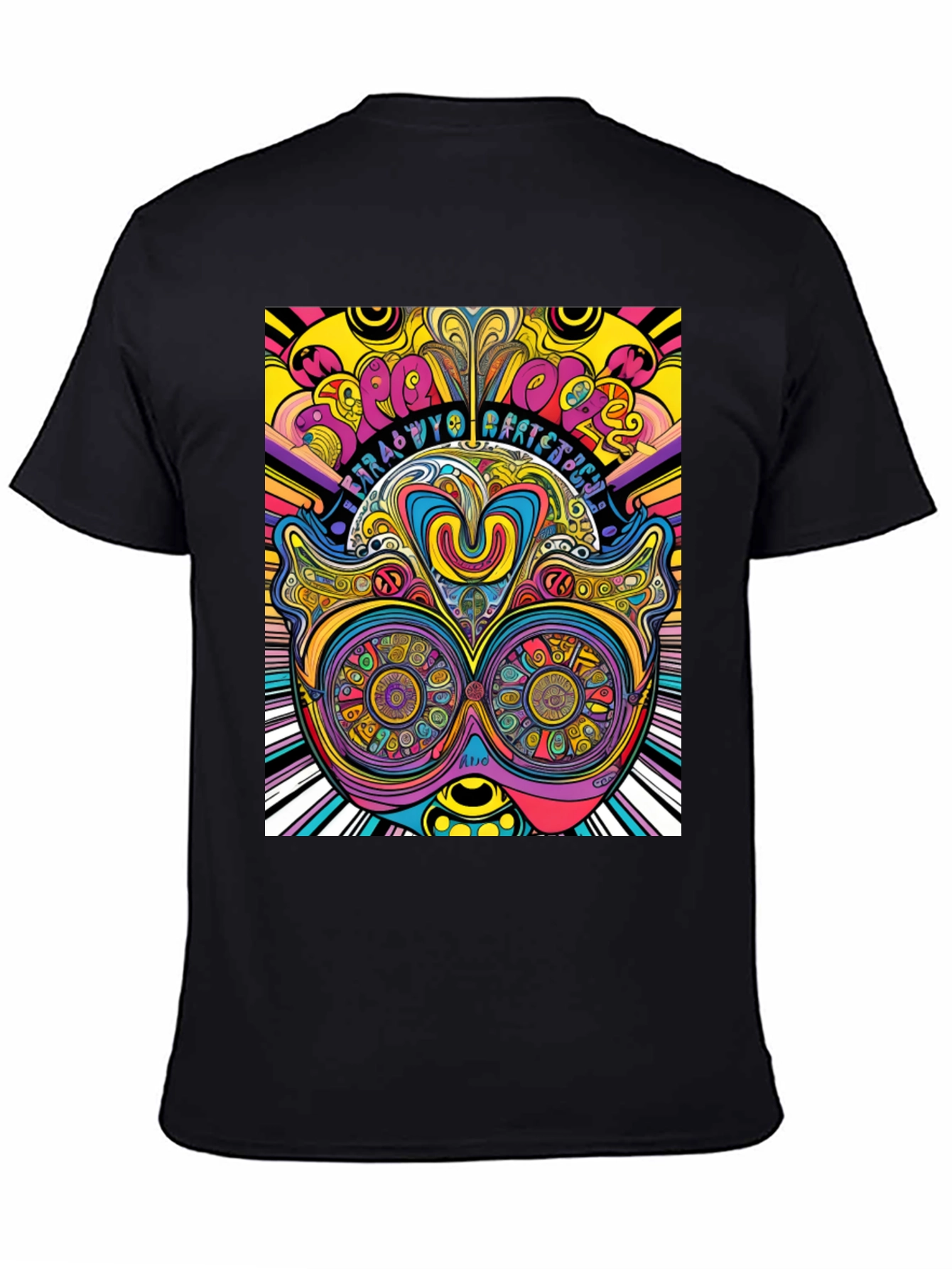 Psychedelic Graphic Print Black T-Shirt