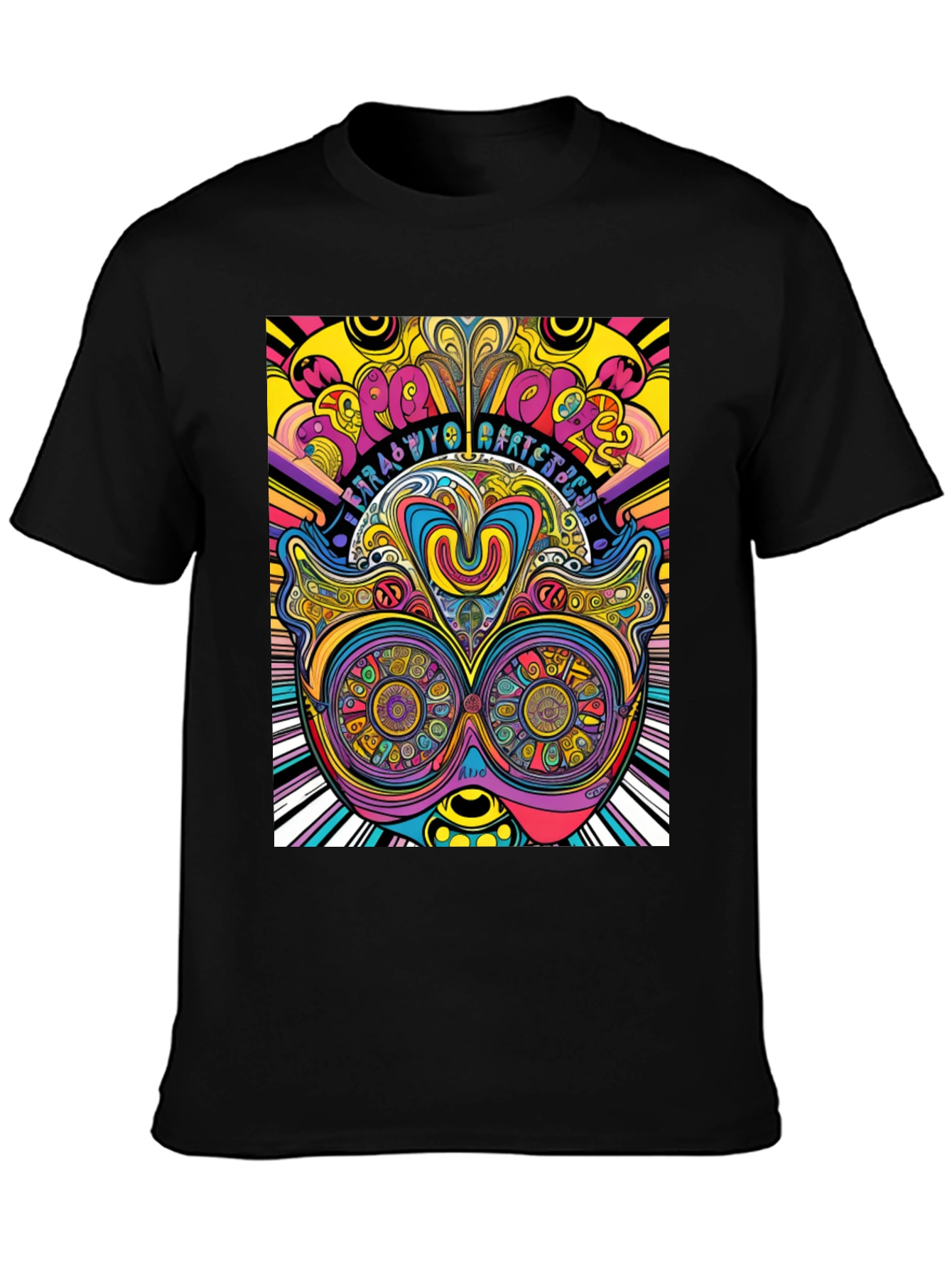 Psychedelic Graphic Print Black T-Shirt