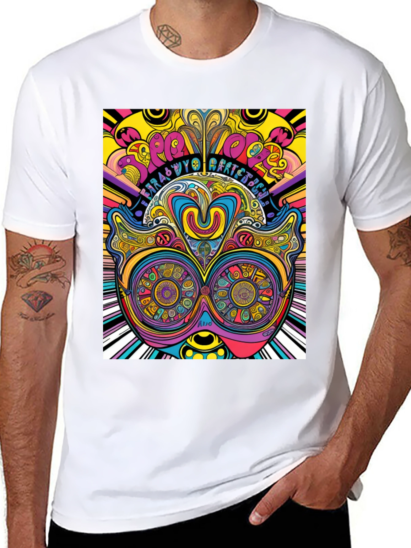 Psychedelic Graphic Print Black T-Shirt