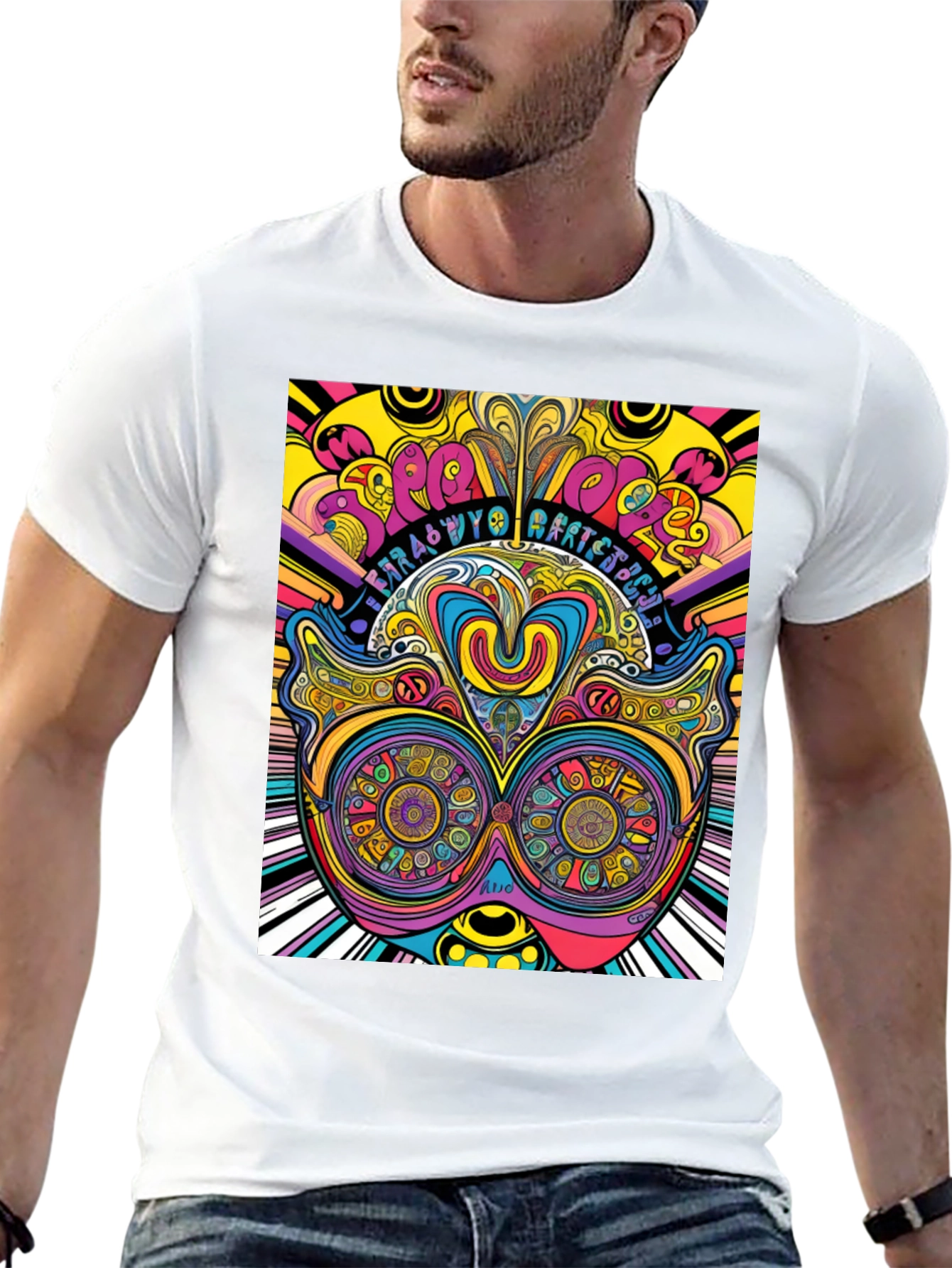 Psychedelic Graphic Print Black T-Shirt