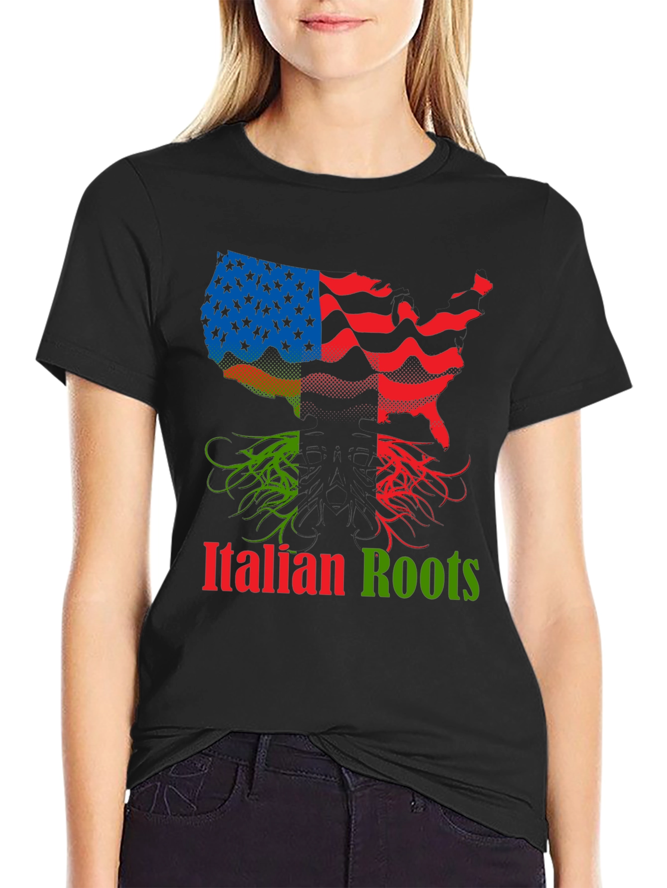 Italian Roots USA Flag T-Shirt