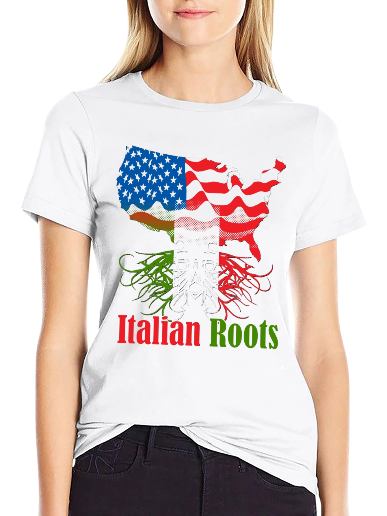 Italian Roots USA Flag T-Shirt