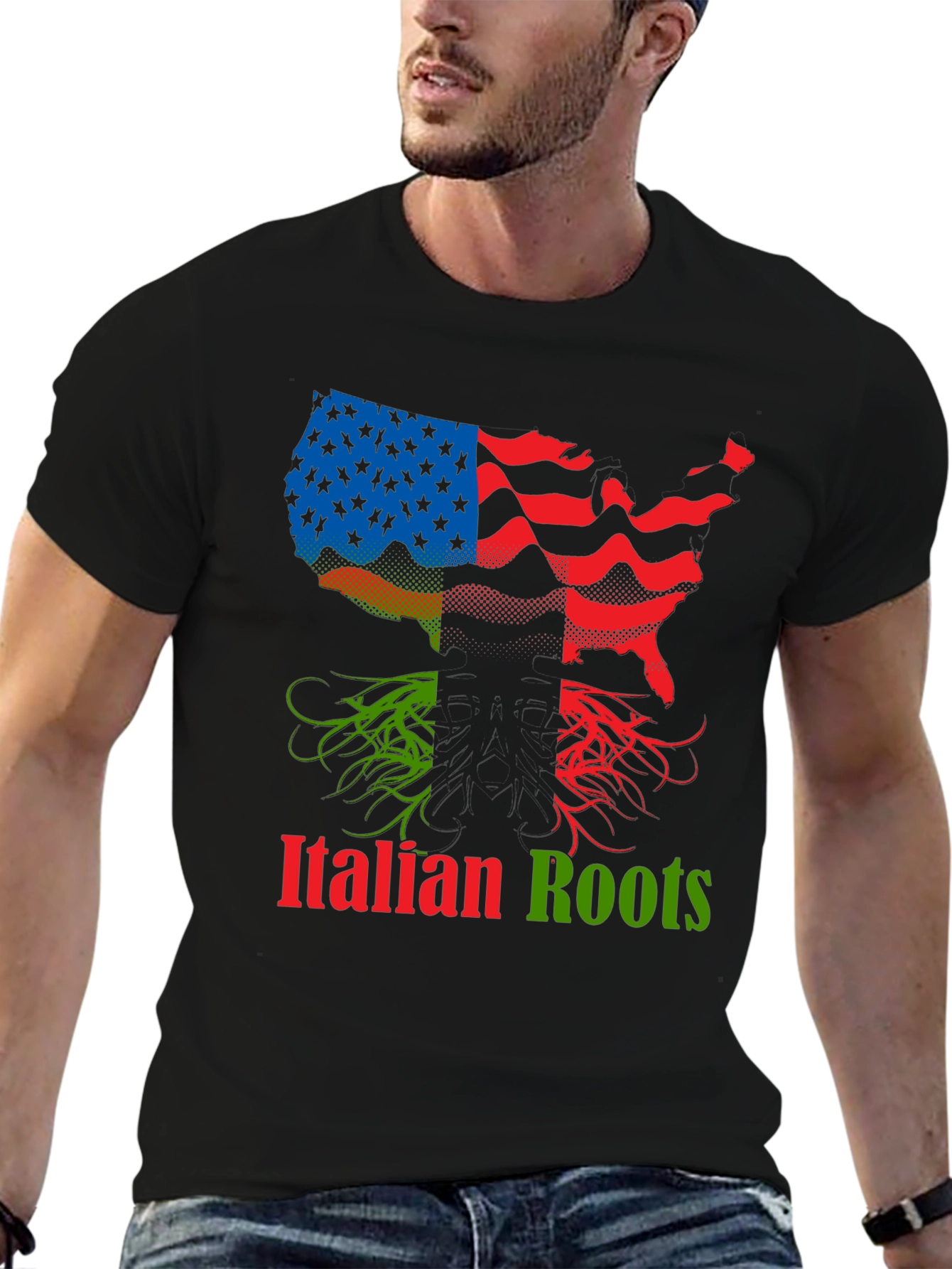 Italian Roots USA Flag T-Shirt