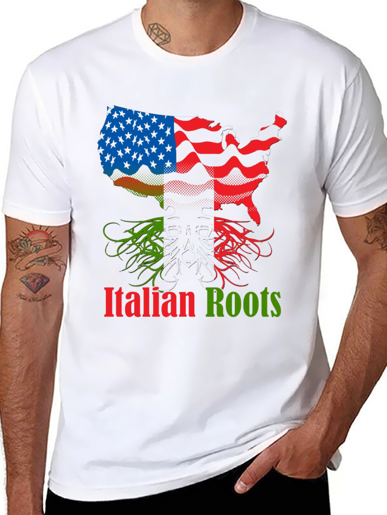 Italian Roots USA Flag T-Shirt