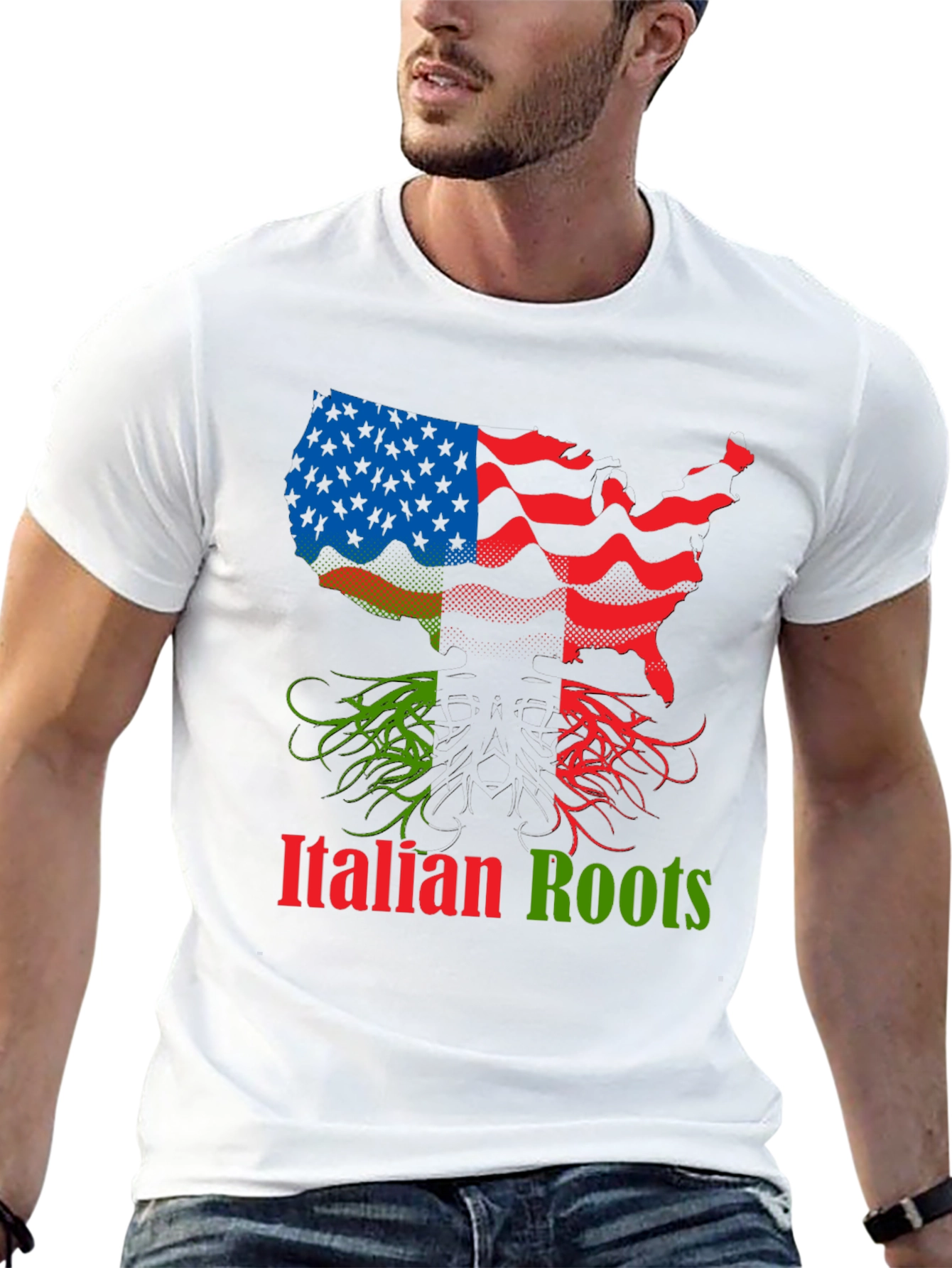 Italian Roots USA Flag T-Shirt