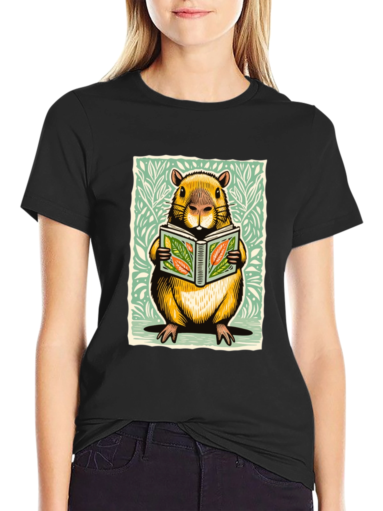 Beaver Reading Book Graphic Tee - Unique Design