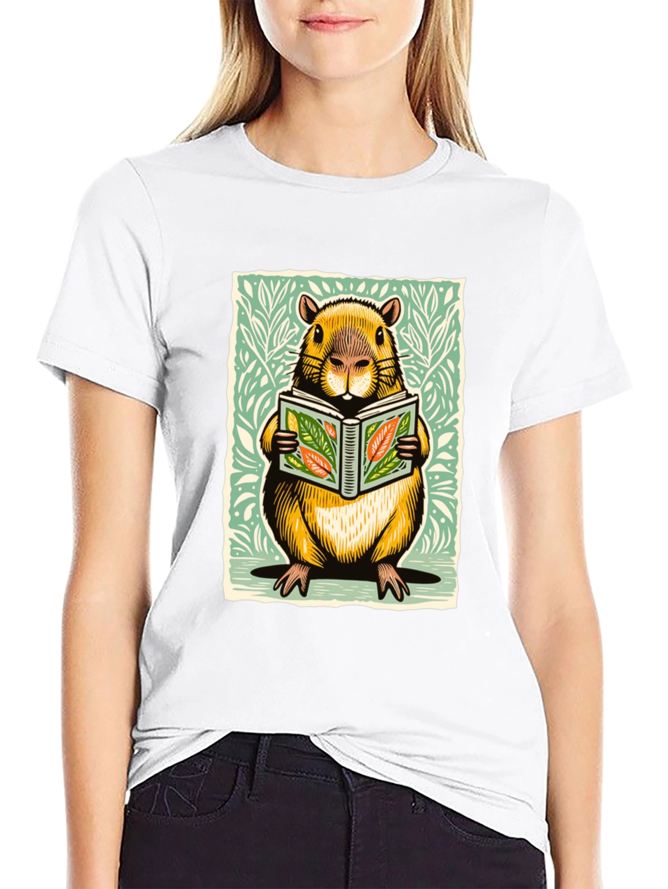 Beaver Reading Book Graphic Tee - Unique Design