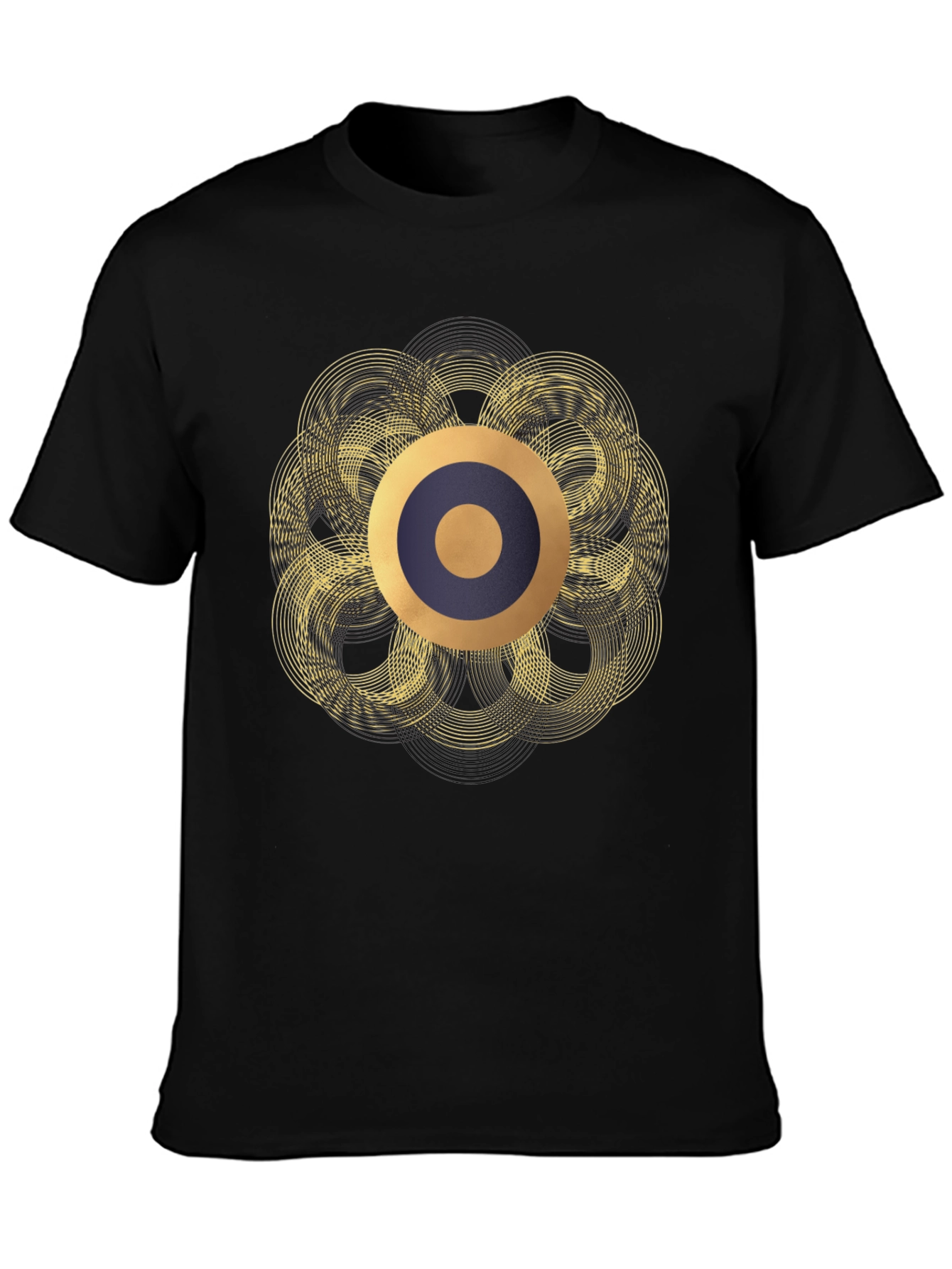 Abstract Geometric Circle T-Shirt - Black