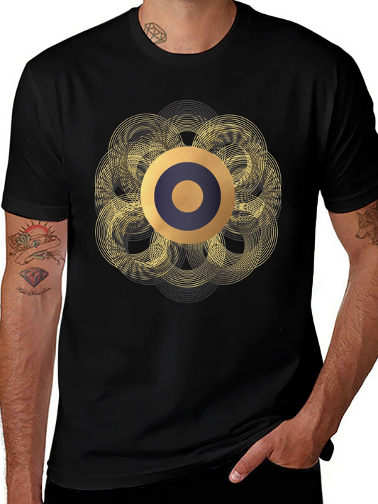 Abstract Geometric Circle T-Shirt - Black