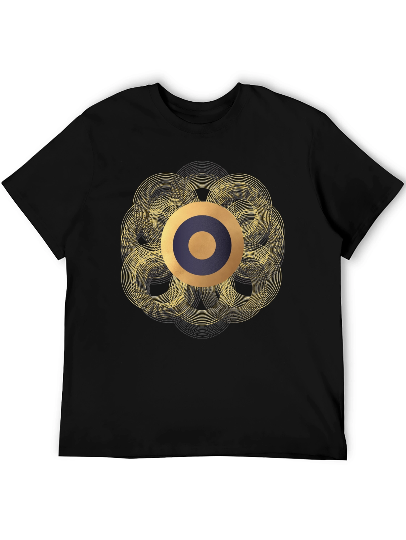 Abstract Geometric Circle T-Shirt - Black