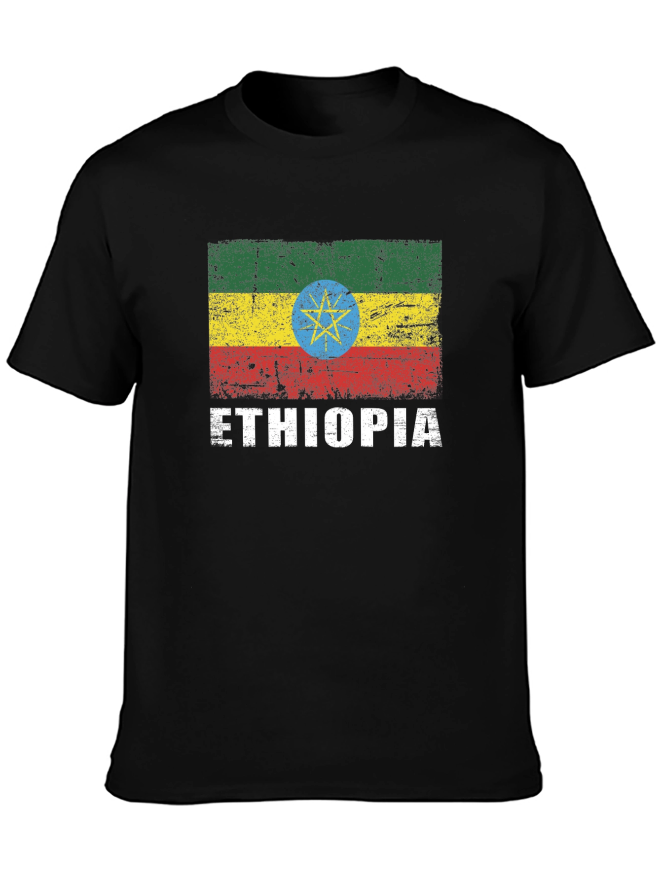 Ethiopia Flag Graphic T-Shirt - Distressed Design