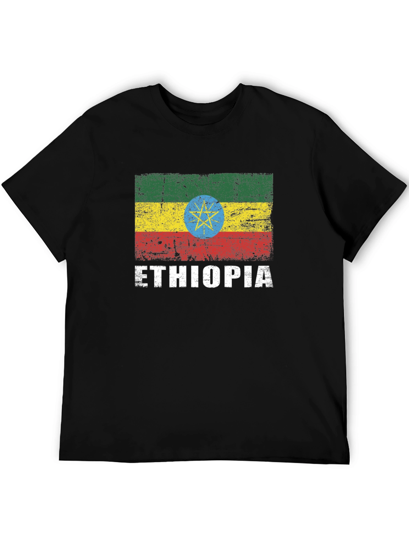 Ethiopia Flag Graphic T-Shirt - Distressed Design