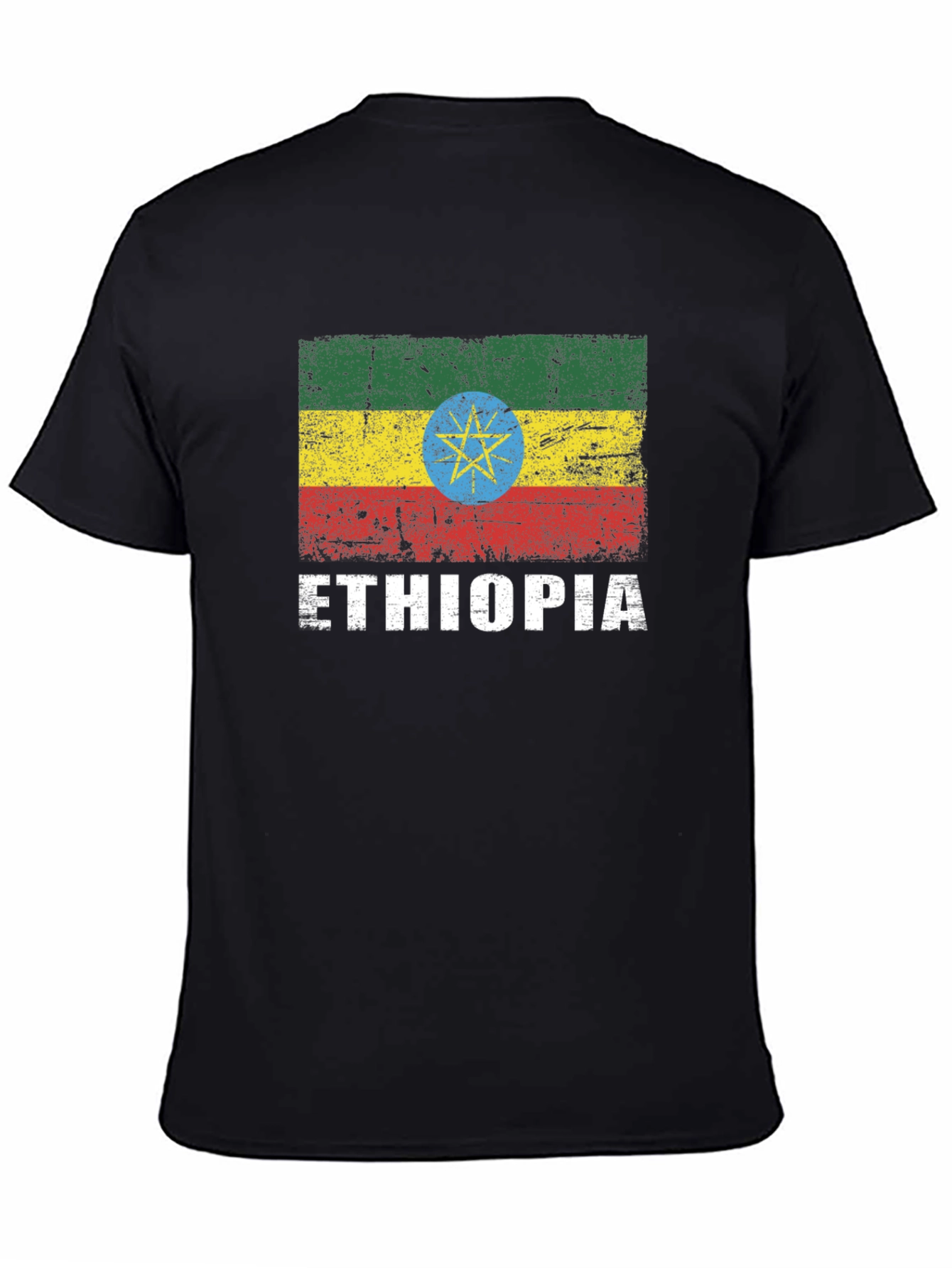 Ethiopia Flag Graphic T-Shirt - Distressed Design