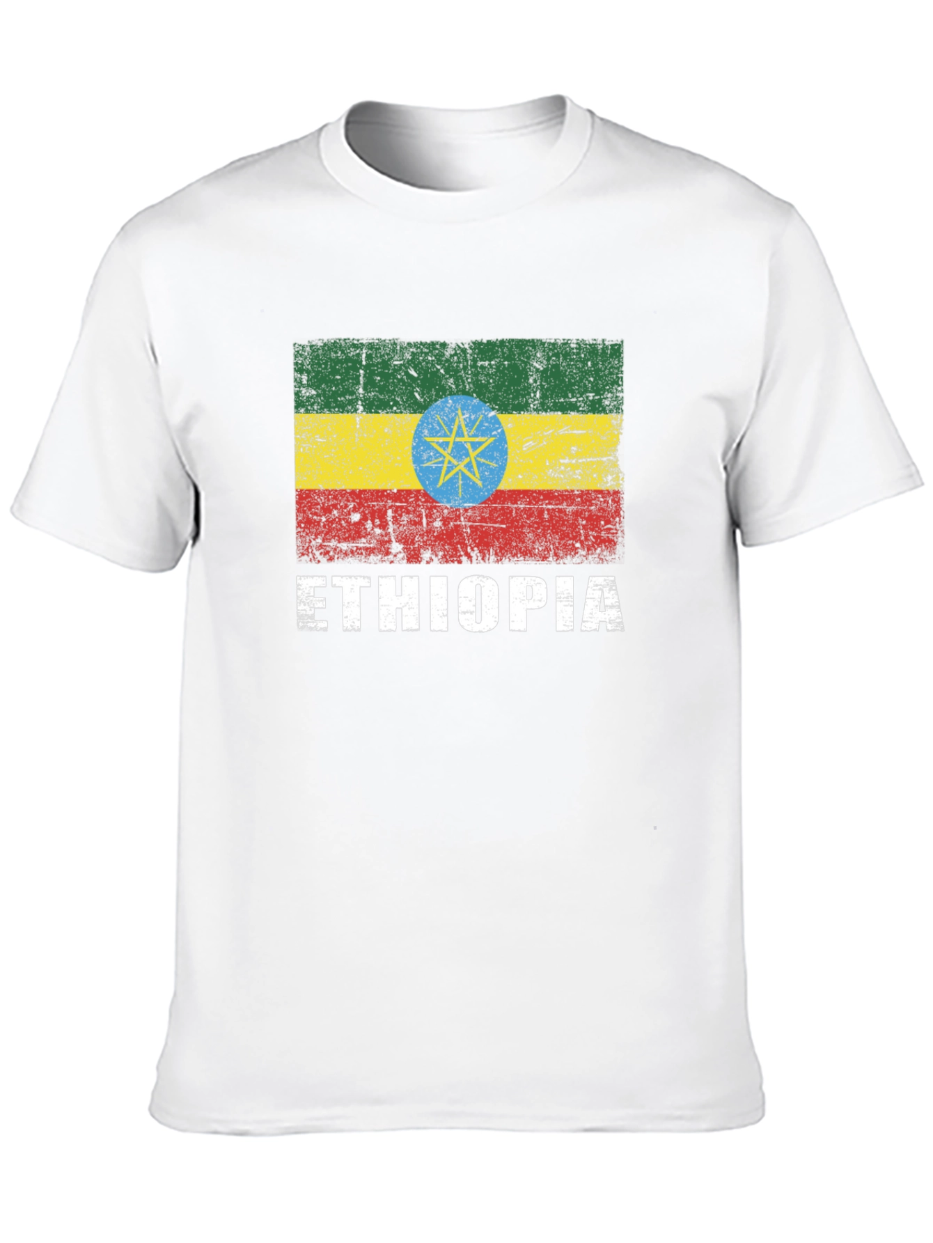 Ethiopia Flag Graphic T-Shirt - Distressed Design