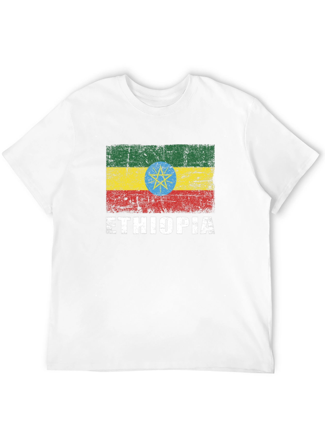 Ethiopia Flag Graphic T-Shirt - Distressed Design