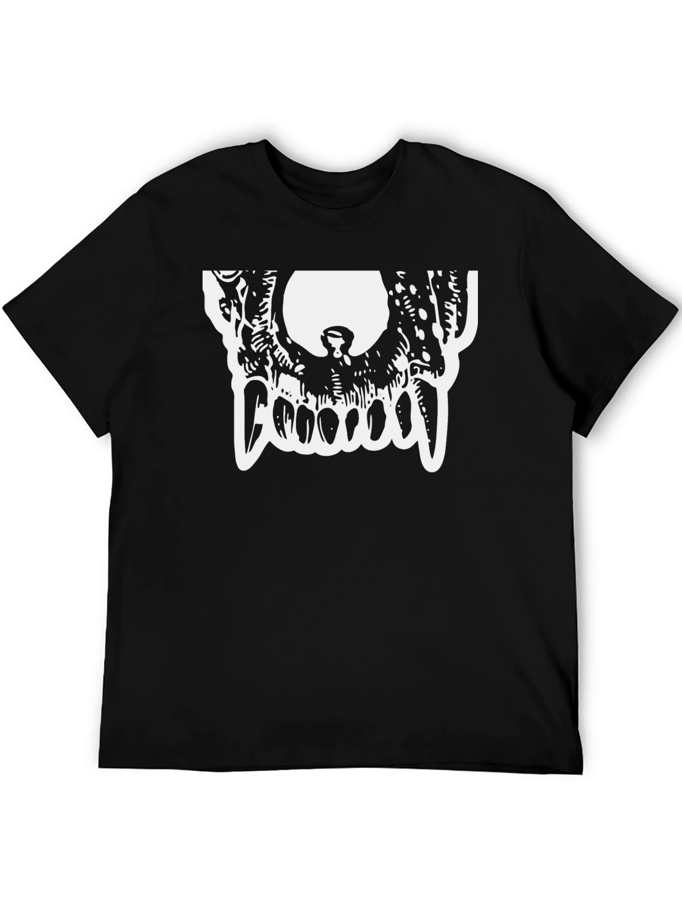 Black T-Shirt with Monstrous Jaws Graphic