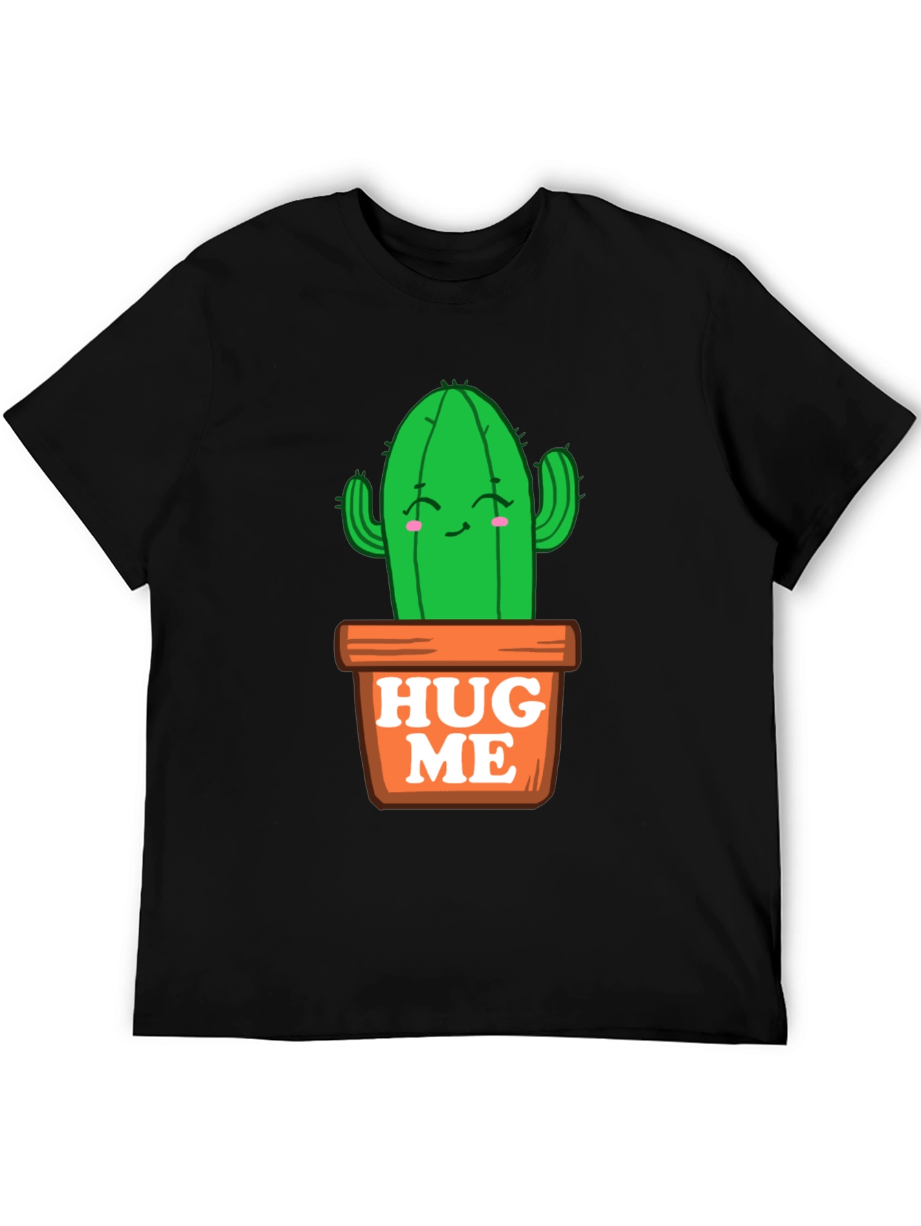 Cute Cactus Hug Me T-Shirt - Black