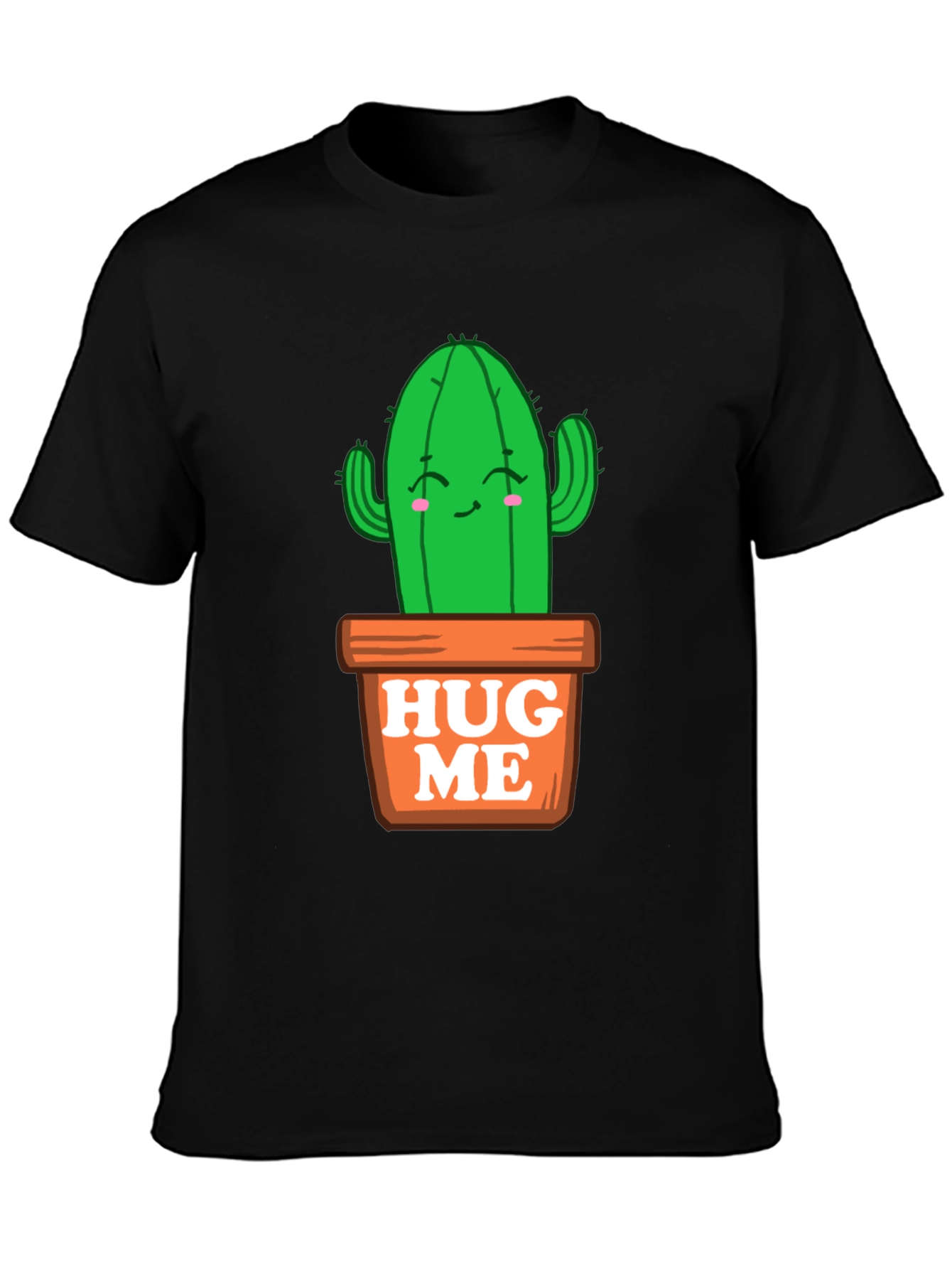 Cute Cactus Hug Me T-Shirt - Black