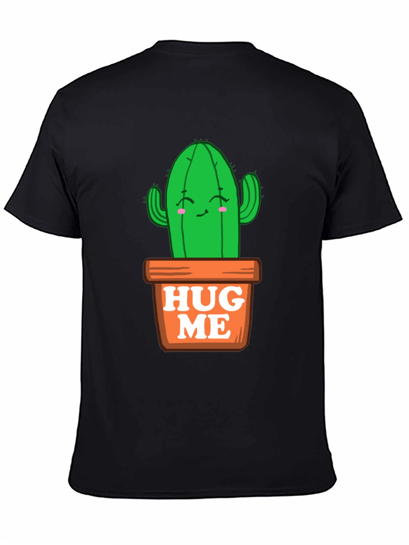 Cute Cactus Hug Me T-Shirt - Black