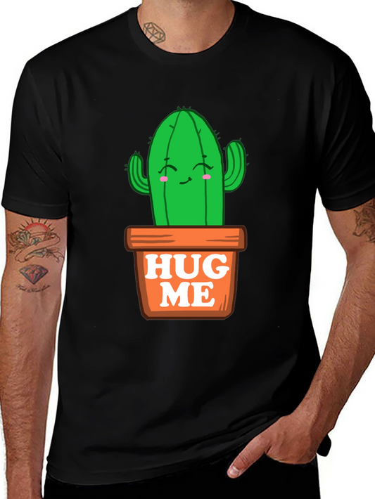 Cute Cactus Hug Me T-Shirt - Black