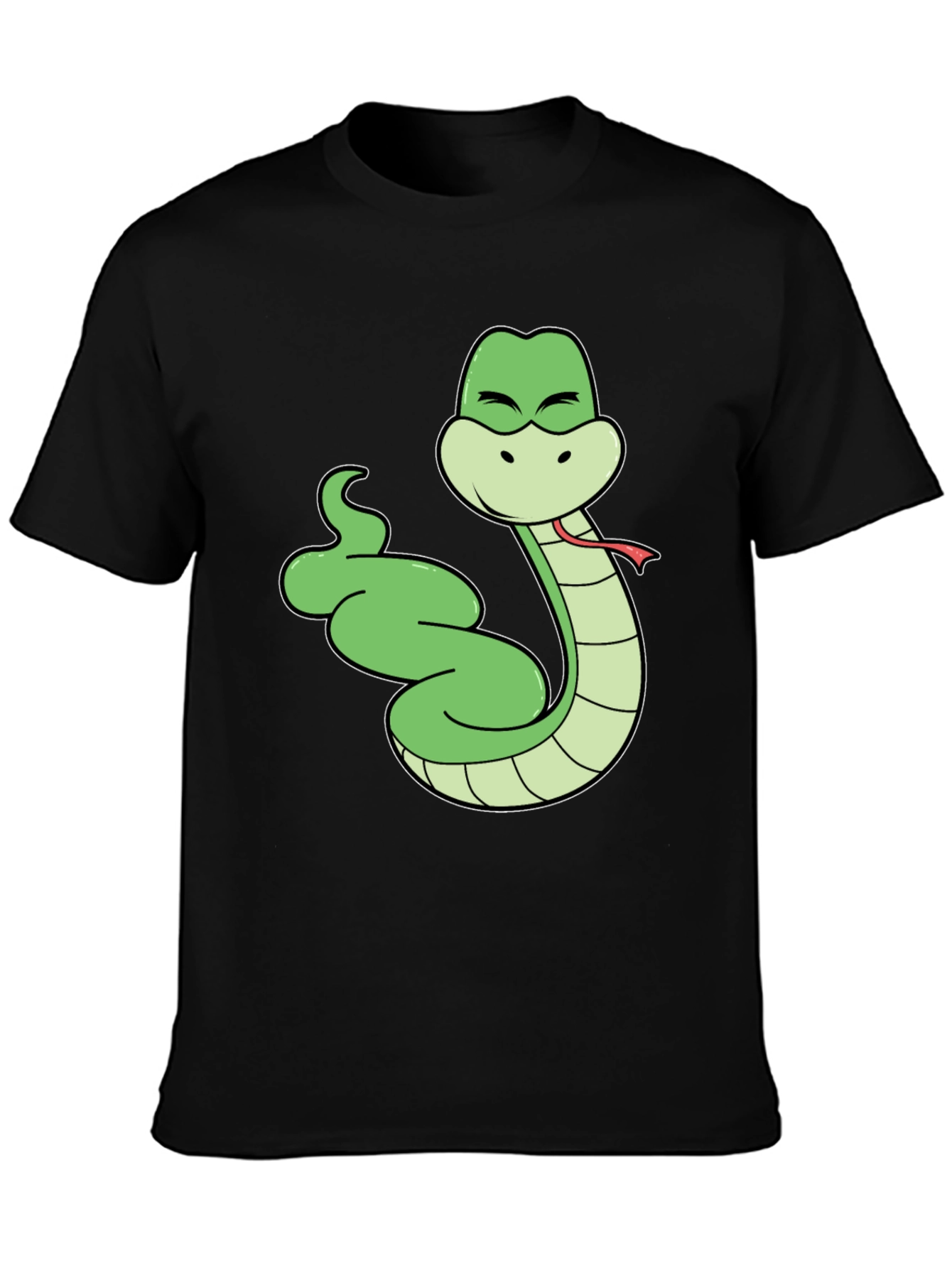Cartoon Snake T-Shirt - Black Cotton Tee