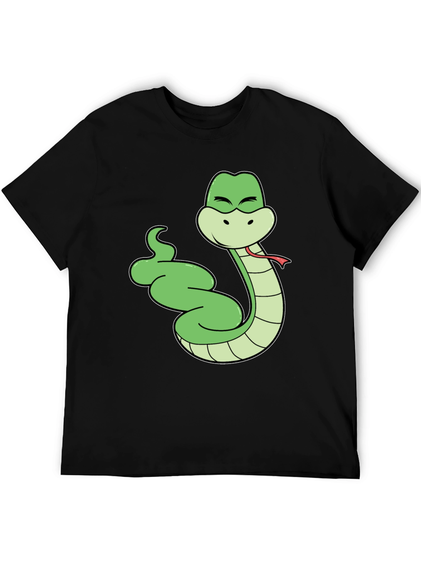 Cartoon Snake T-Shirt - Black Cotton Tee