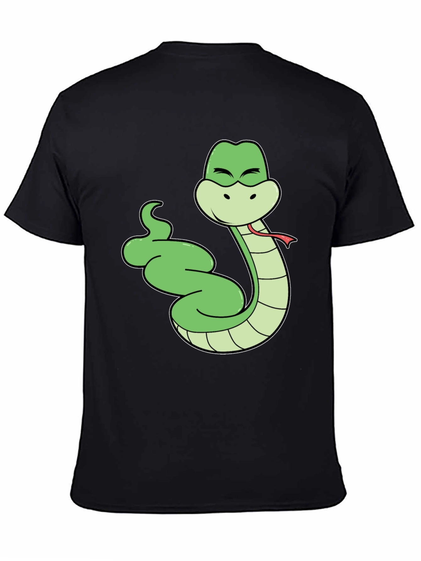 Cartoon Snake T-Shirt - Black Cotton Tee