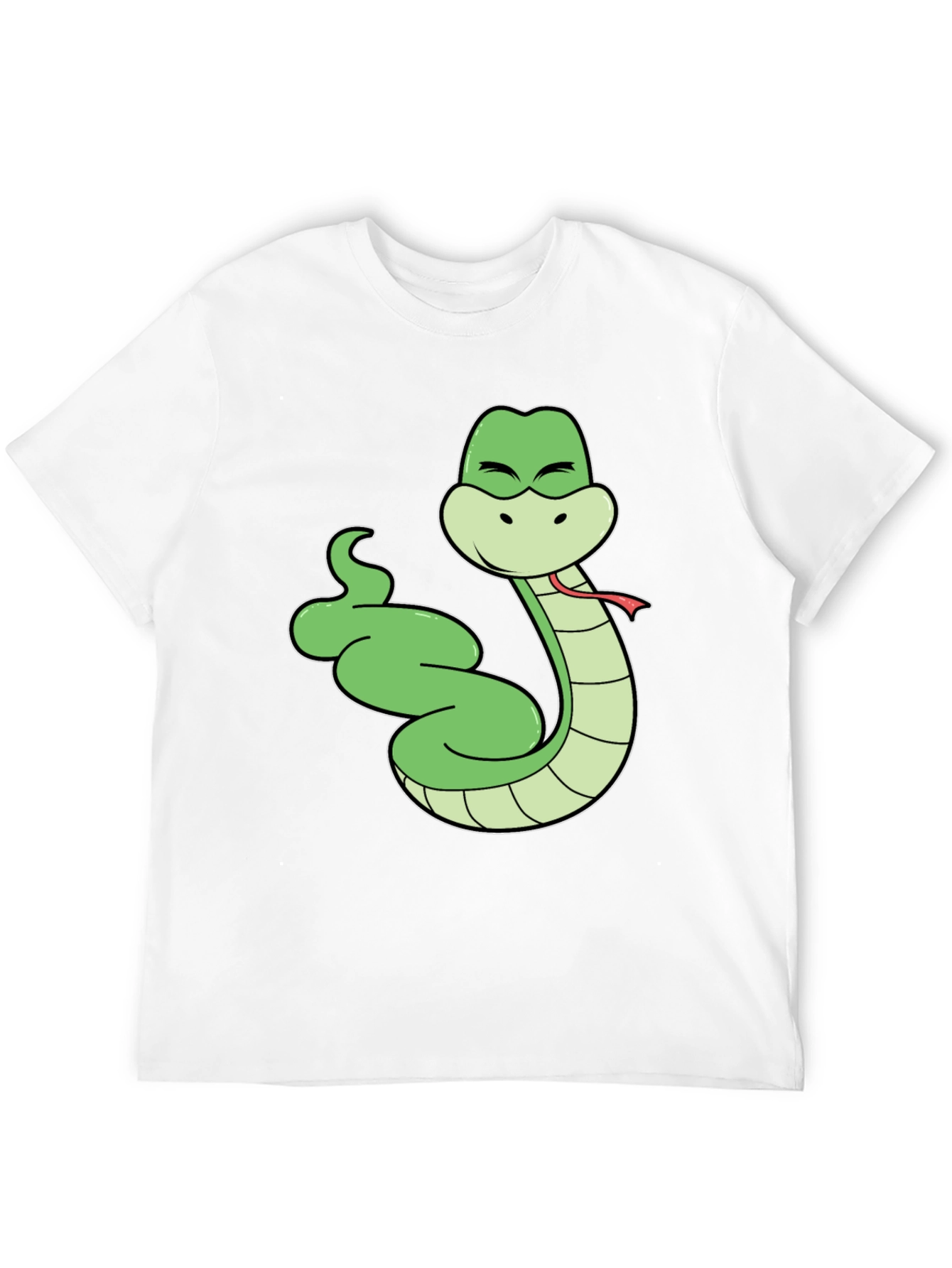 Cartoon Snake T-Shirt - Black Cotton Tee