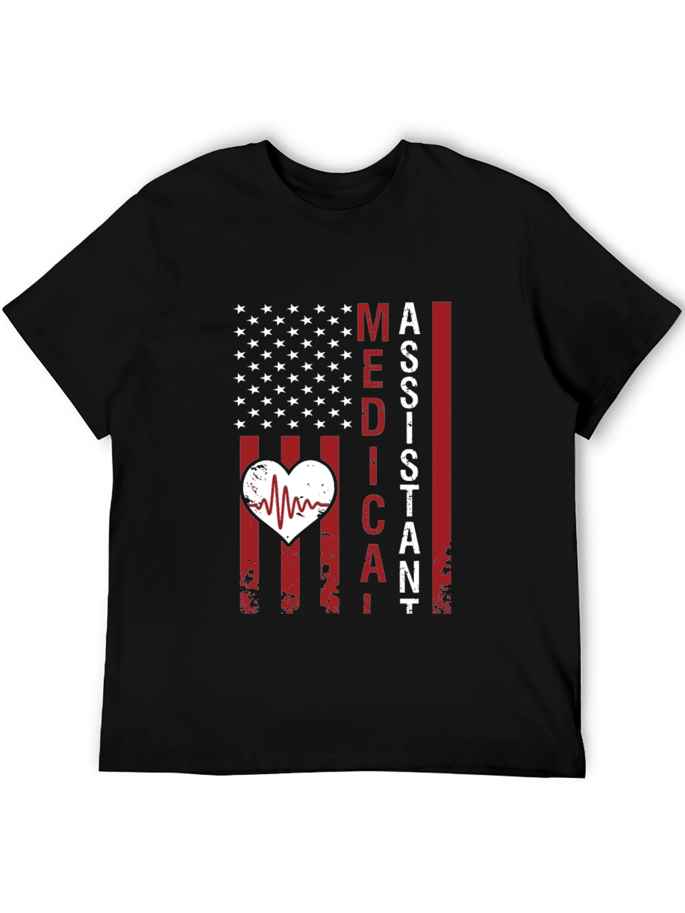 Medical Assistant American Flag Heartbeat T-Shirt