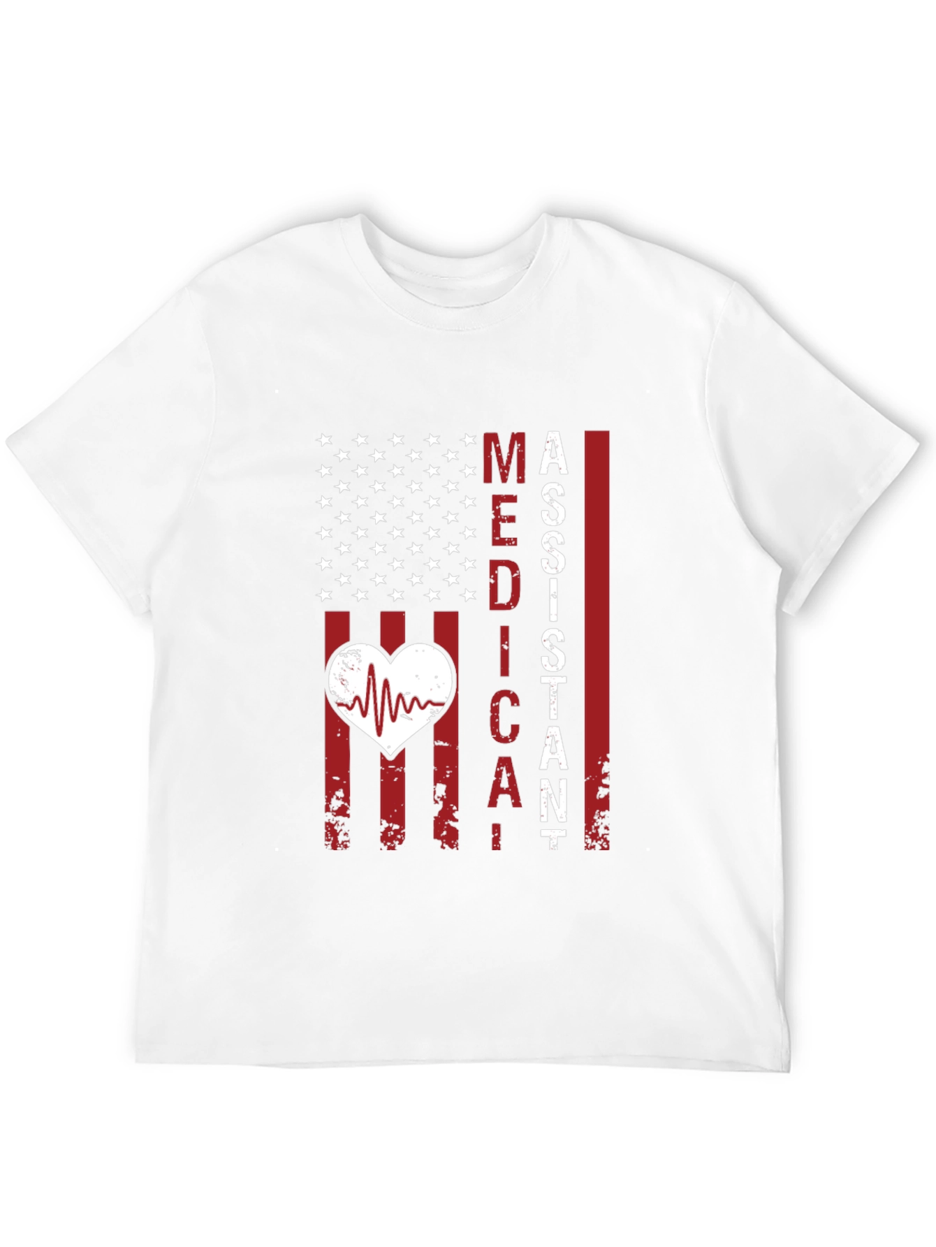 Medical Assistant American Flag Heartbeat T-Shirt