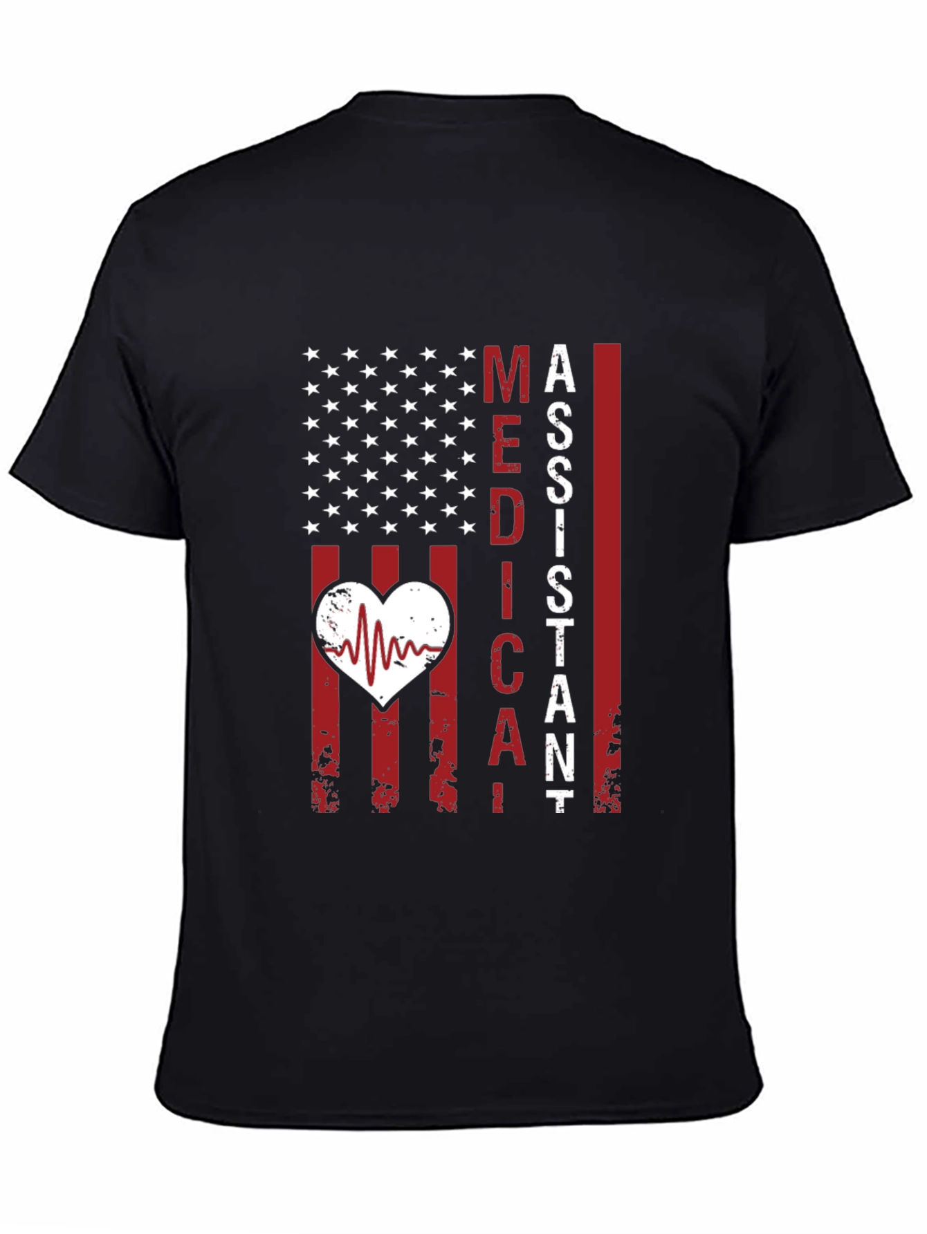 Medical Assistant American Flag Heartbeat T-Shirt