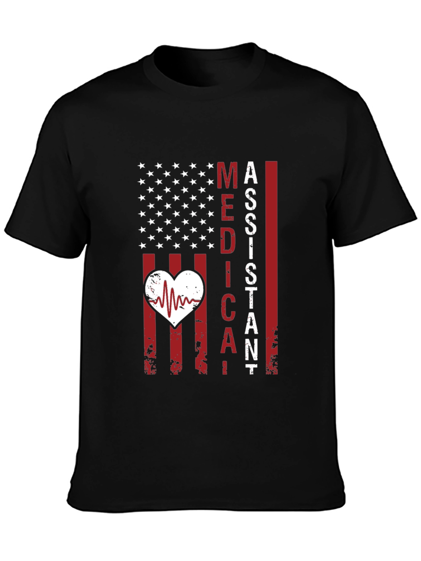 Medical Assistant American Flag Heartbeat T-Shirt
