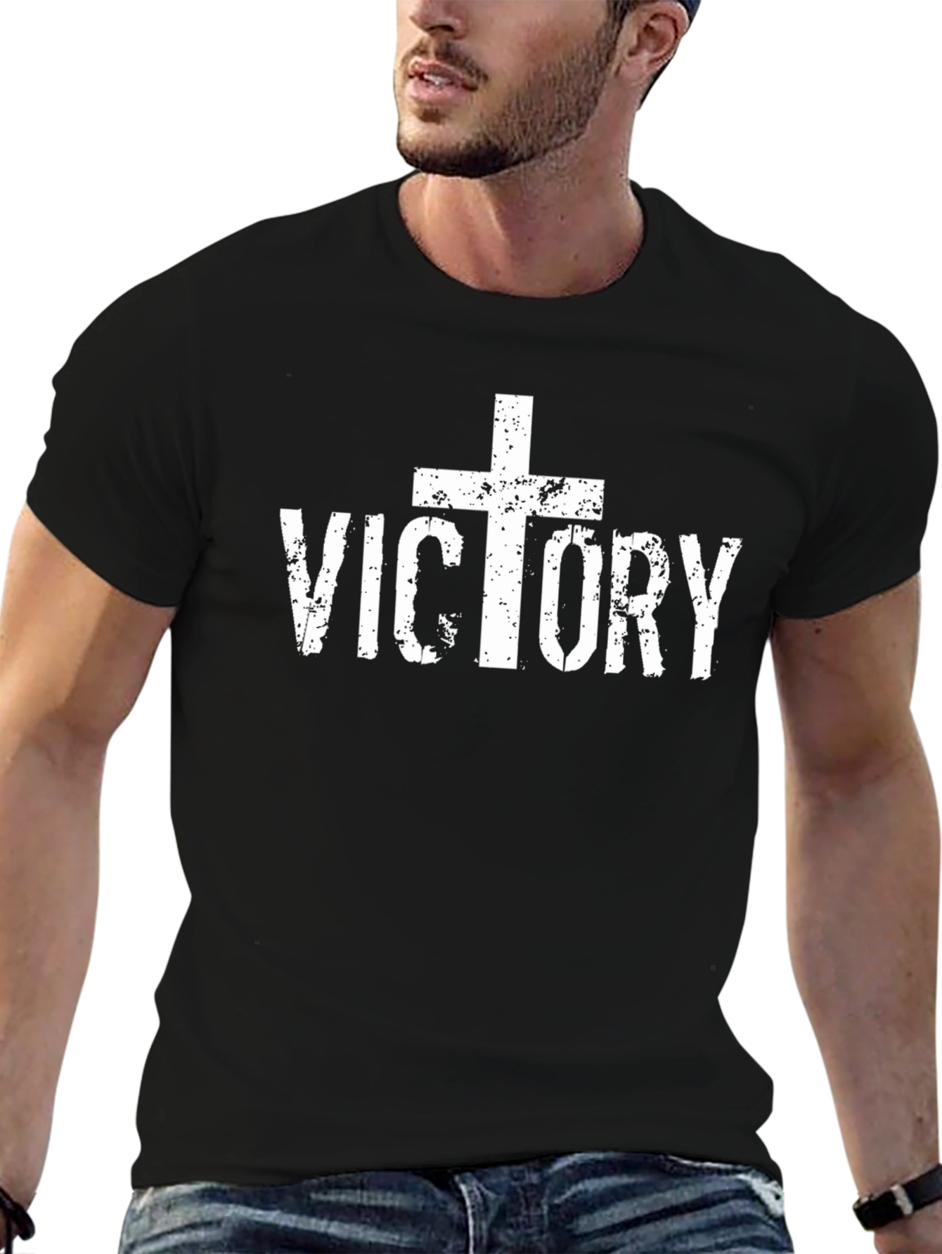 Victory Cross Graphic T-Shirt - Black