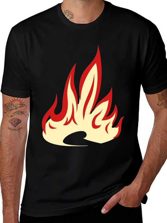 Fiery Flame Graphic Tee - Bold Black T-Shirt