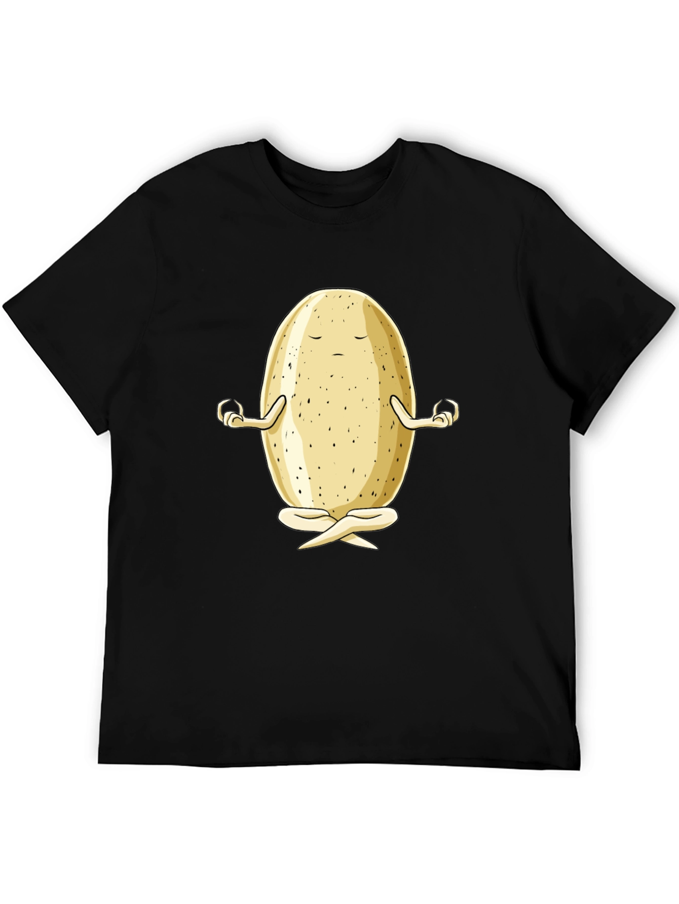 Zen Potato Graphic Tee - Meditating Spud Black T-Shirt